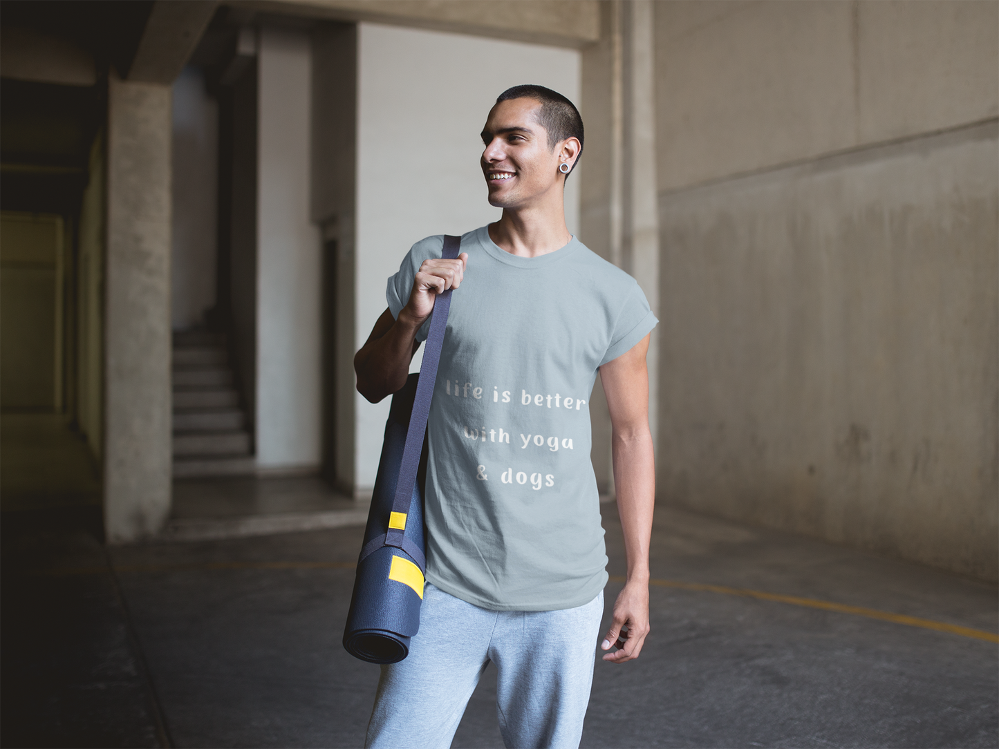 Life is Better with Yoga & Dogs Tee I Unisex T-Shirt for Dog Lovers I Yoga Enthusiasts I Gift for Pet Parents I Meditation Apparel