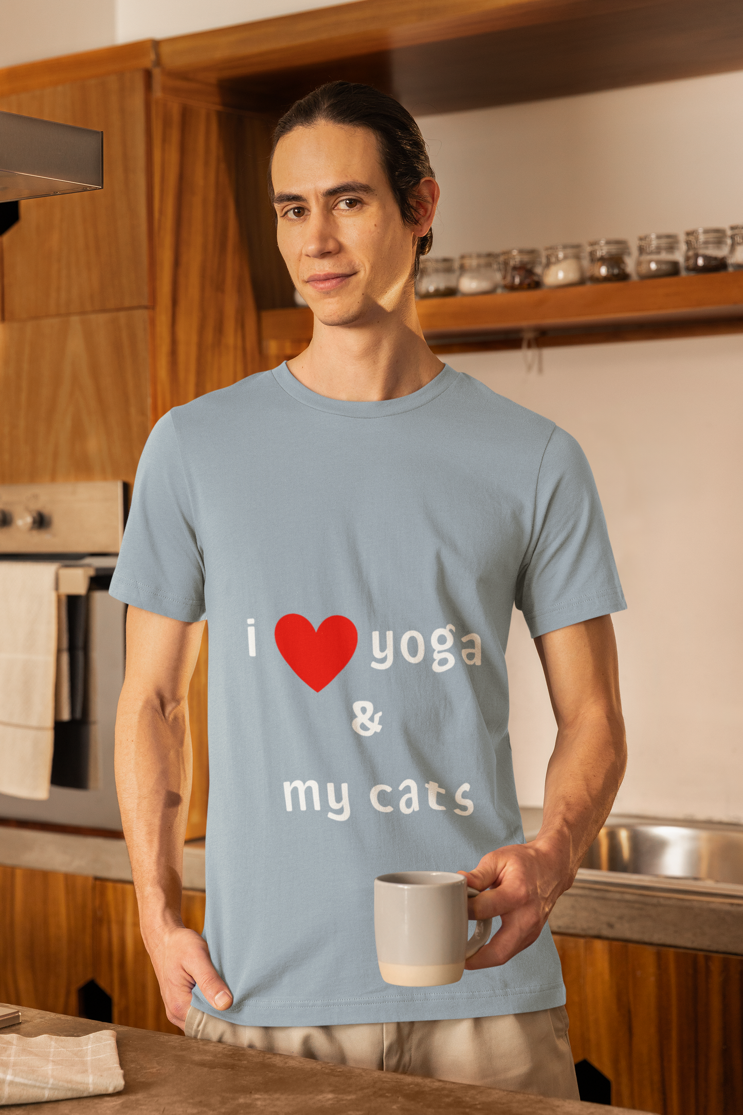 I Love Yoga & My Cats Tee | Cat & Yoga Lovers T-Shirt I Yoga Unisex Tee Gift for Cat Moms & Yogis I Self-Care Meditation Apparel