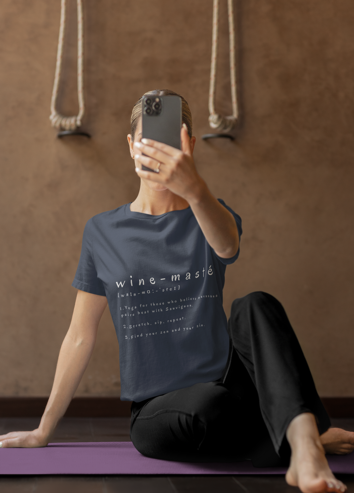 Wine-Masté Unisex Tee I Fun Wine Yoga T-Shirt I Perfect for Wine Lovers I Gift for Friends I Relaxed Vibe Yoga I Self-Care Meditation Apparel
