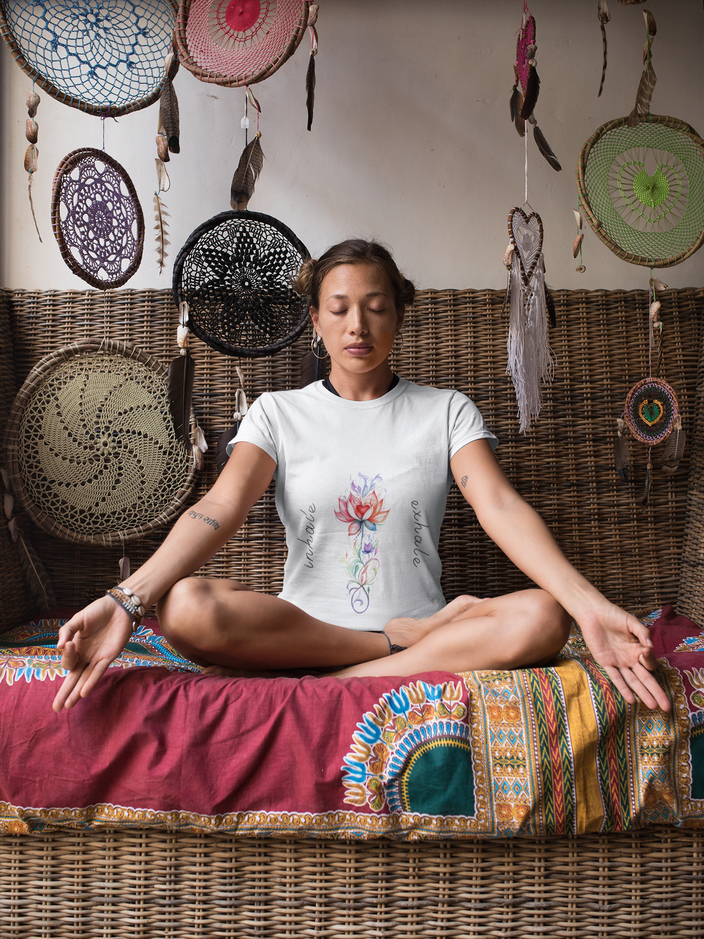Lotus Flower Inhale Exhale Unisex Yoga Tee | Inspirational T-Shirt I Yoga Mindfulness Apparel I Self-Care Meditation Clothing