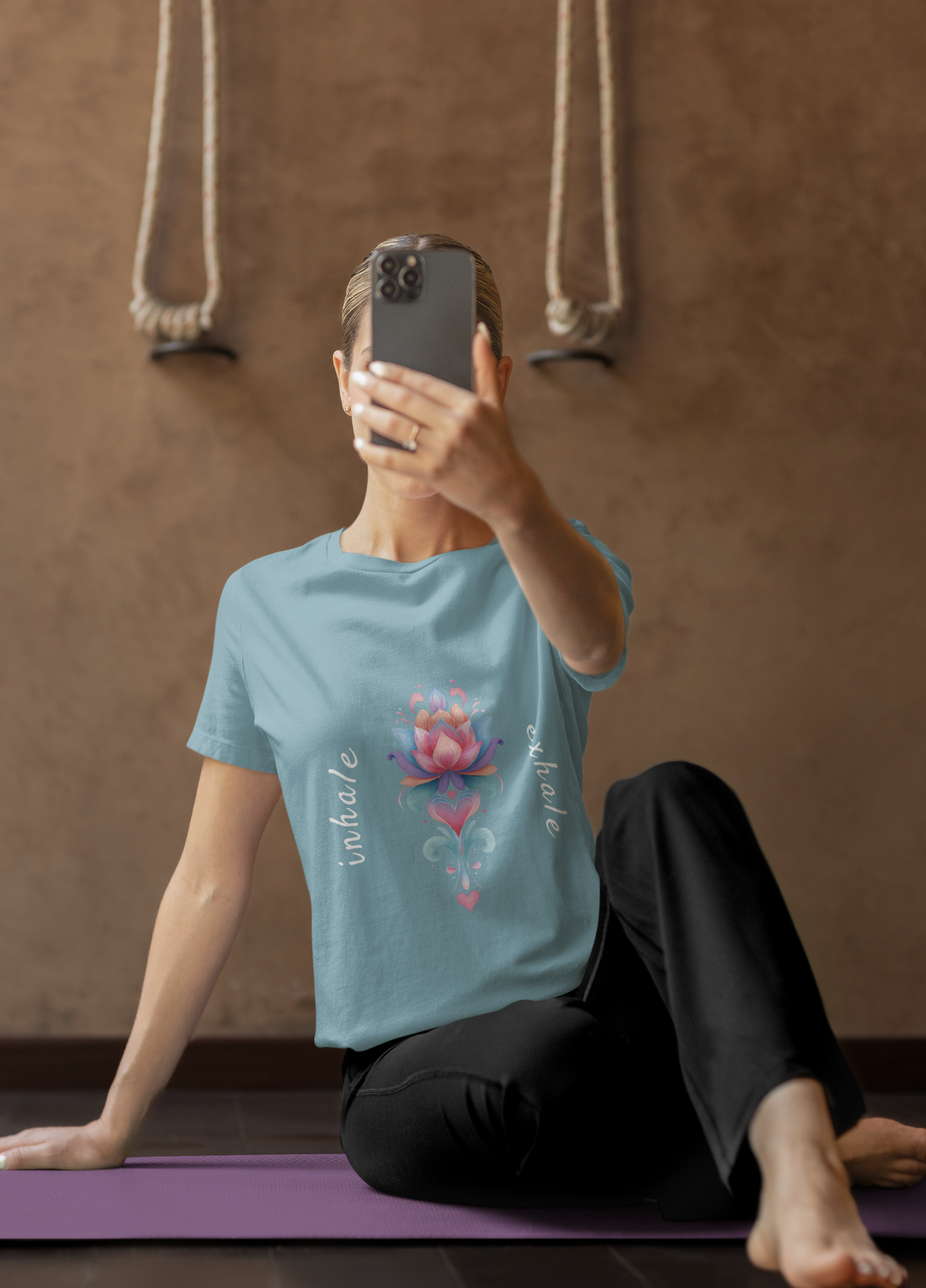 Lotus Flower Inhale Exhale Unisex Yoga Tee | Inspirational T-Shirt I Yoga Mindfulness Apparel I Meditation T-Shirt