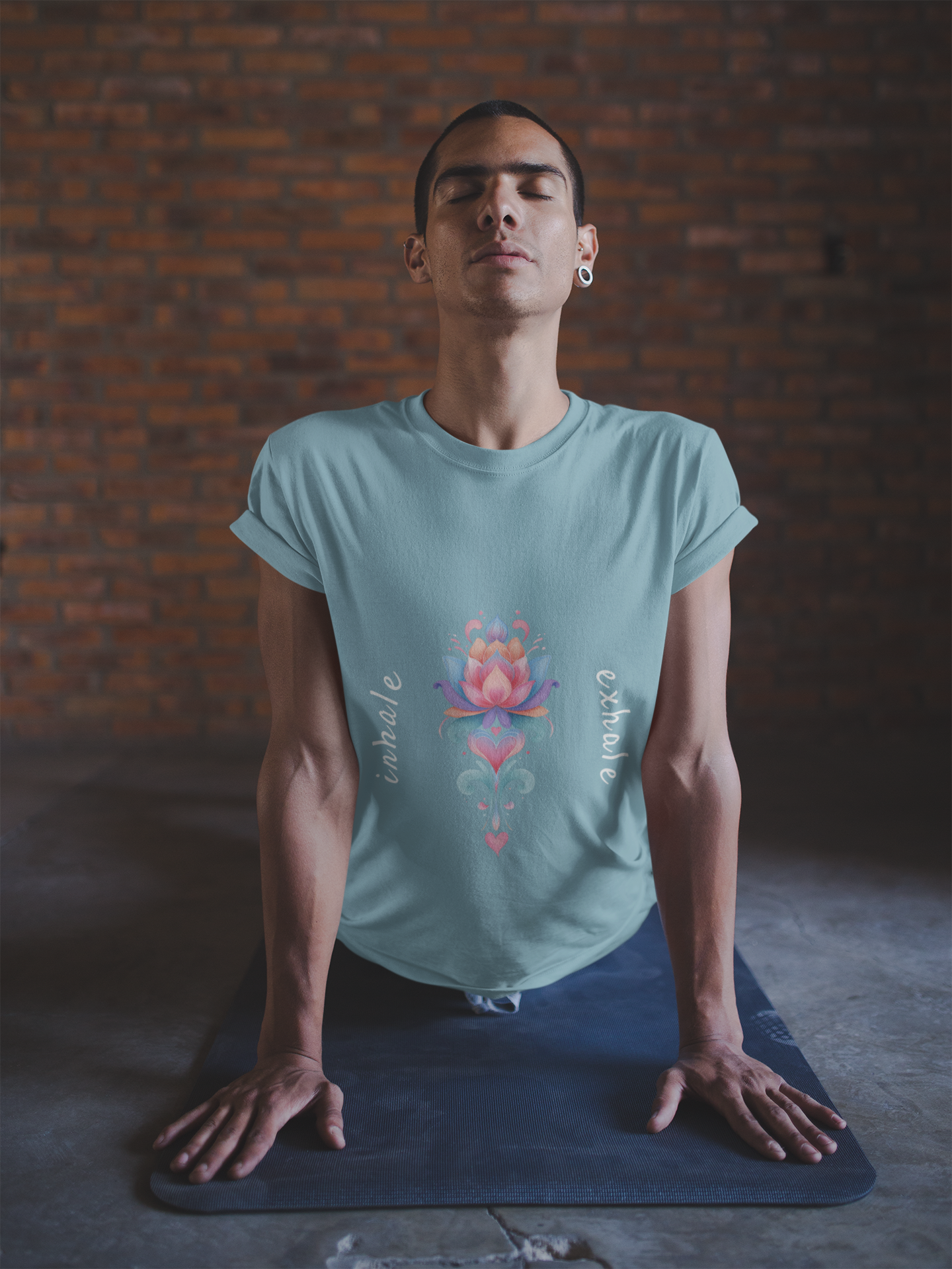 Lotus Flower Inhale Exhale Unisex Yoga Tee | Inspirational T-Shirt I Yoga Mindfulness Apparel I Meditation T-Shirt