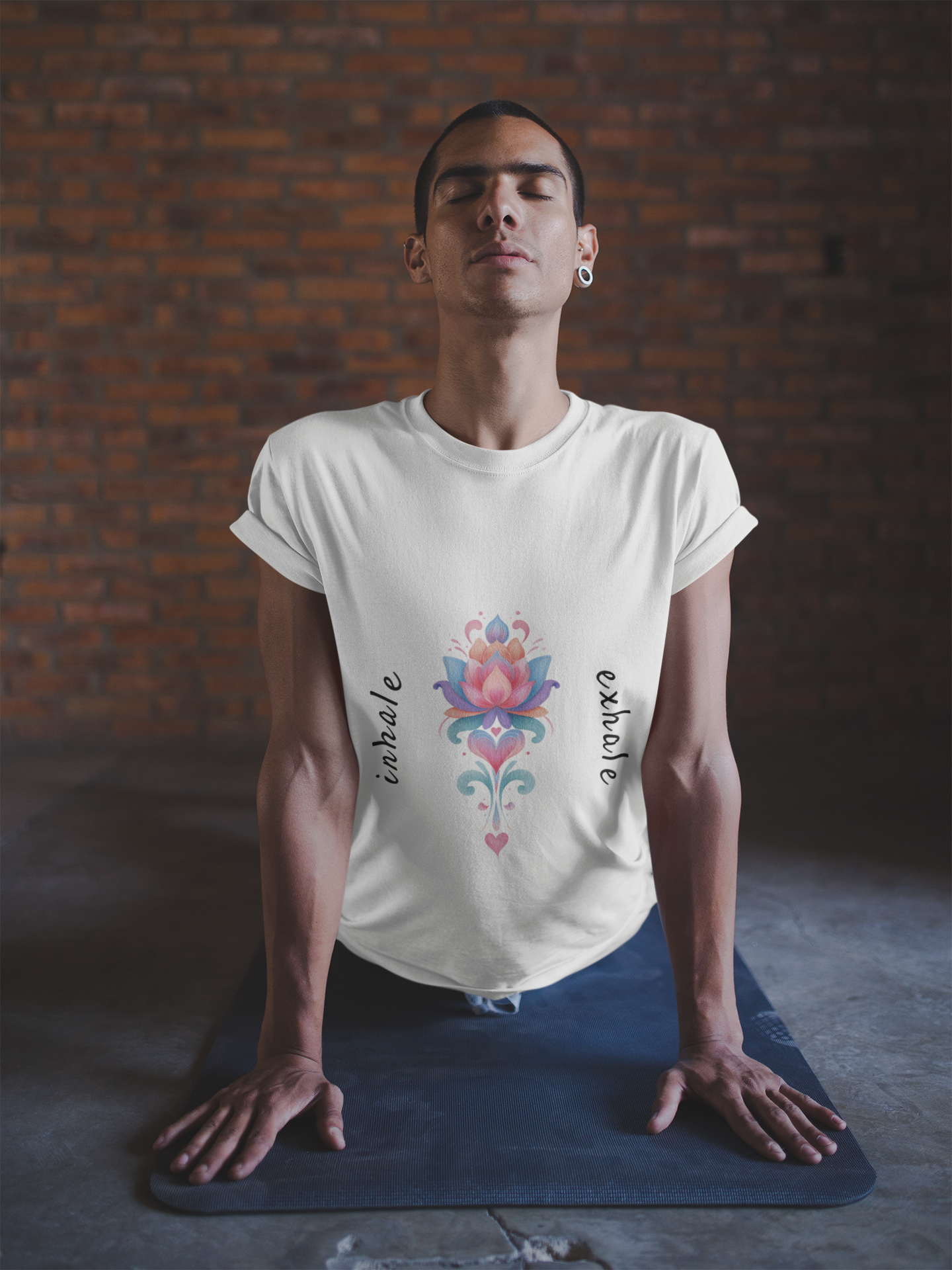 Lotus Flower Inhale Exhale Unisex Yoga Tee | Inspirational T-Shirt I Yoga Mindfulness Apparel I Meditation T-Shirt