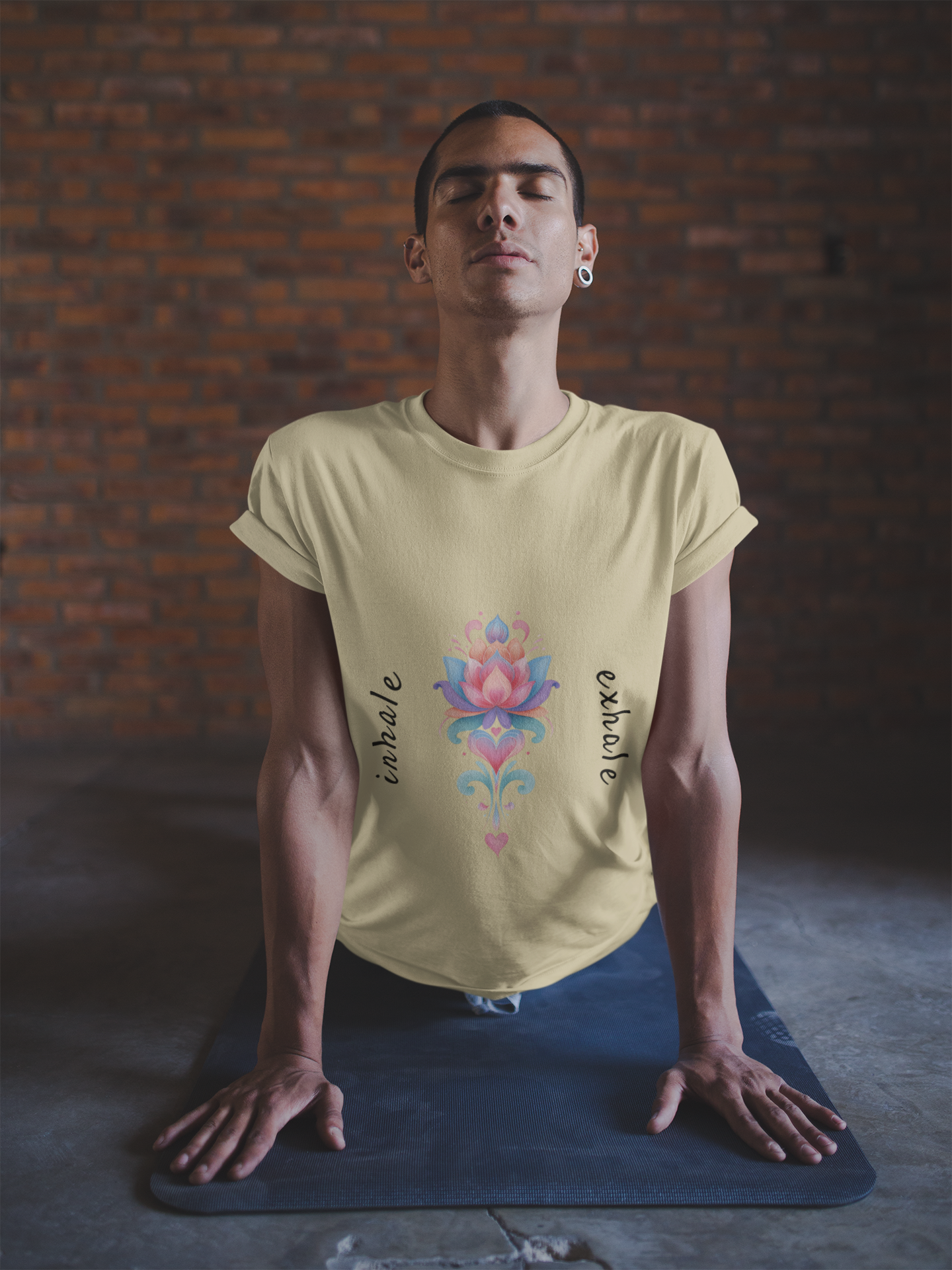 Lotus Flower Inhale Exhale Unisex Yoga Tee | Inspirational T-Shirt I Yoga Mindfulness Apparel I Meditation T-Shirt