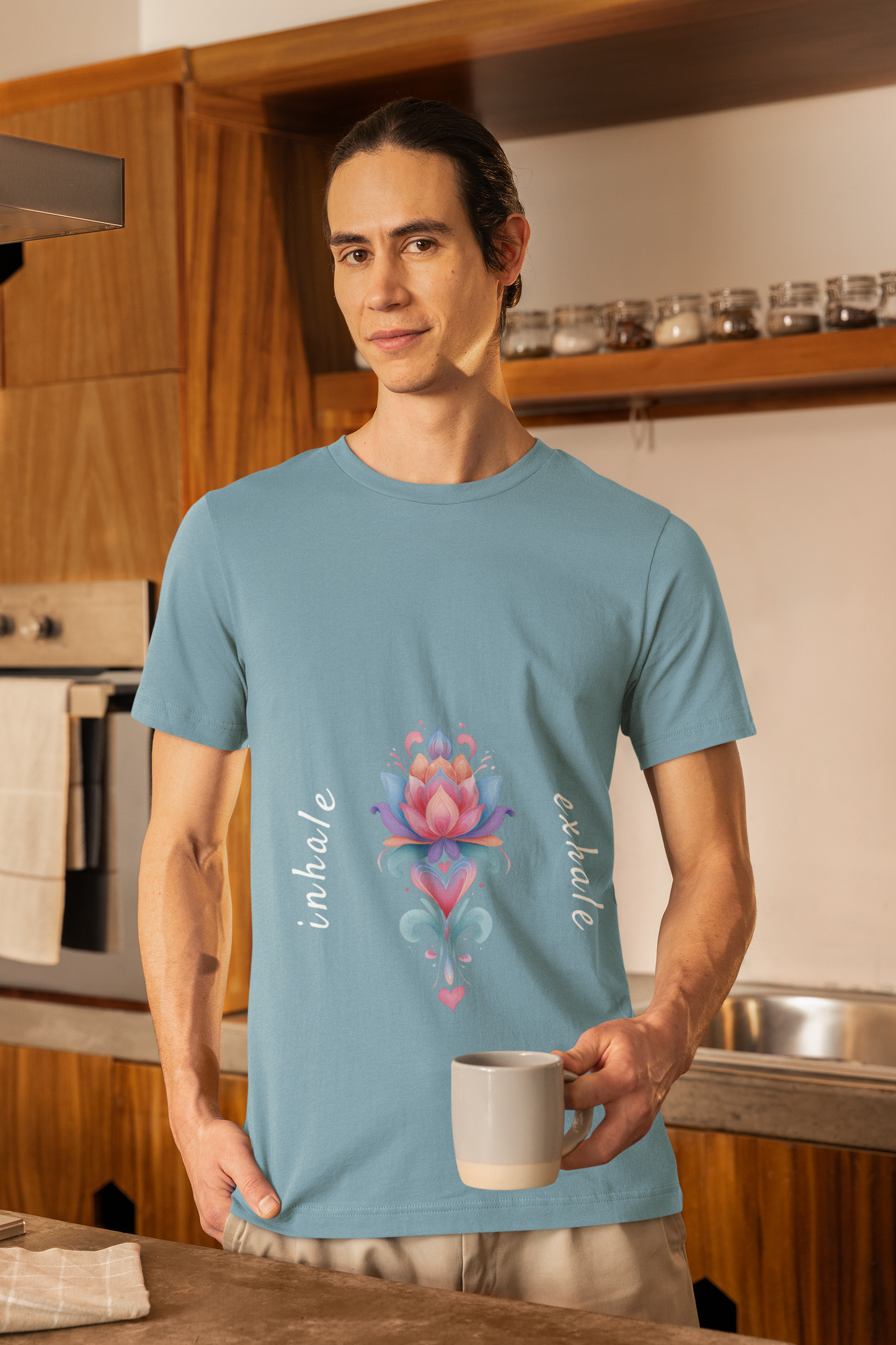 Lotus Flower Inhale Exhale Unisex Yoga Tee | Inspirational T-Shirt I Yoga Mindfulness Apparel I Meditation T-Shirt