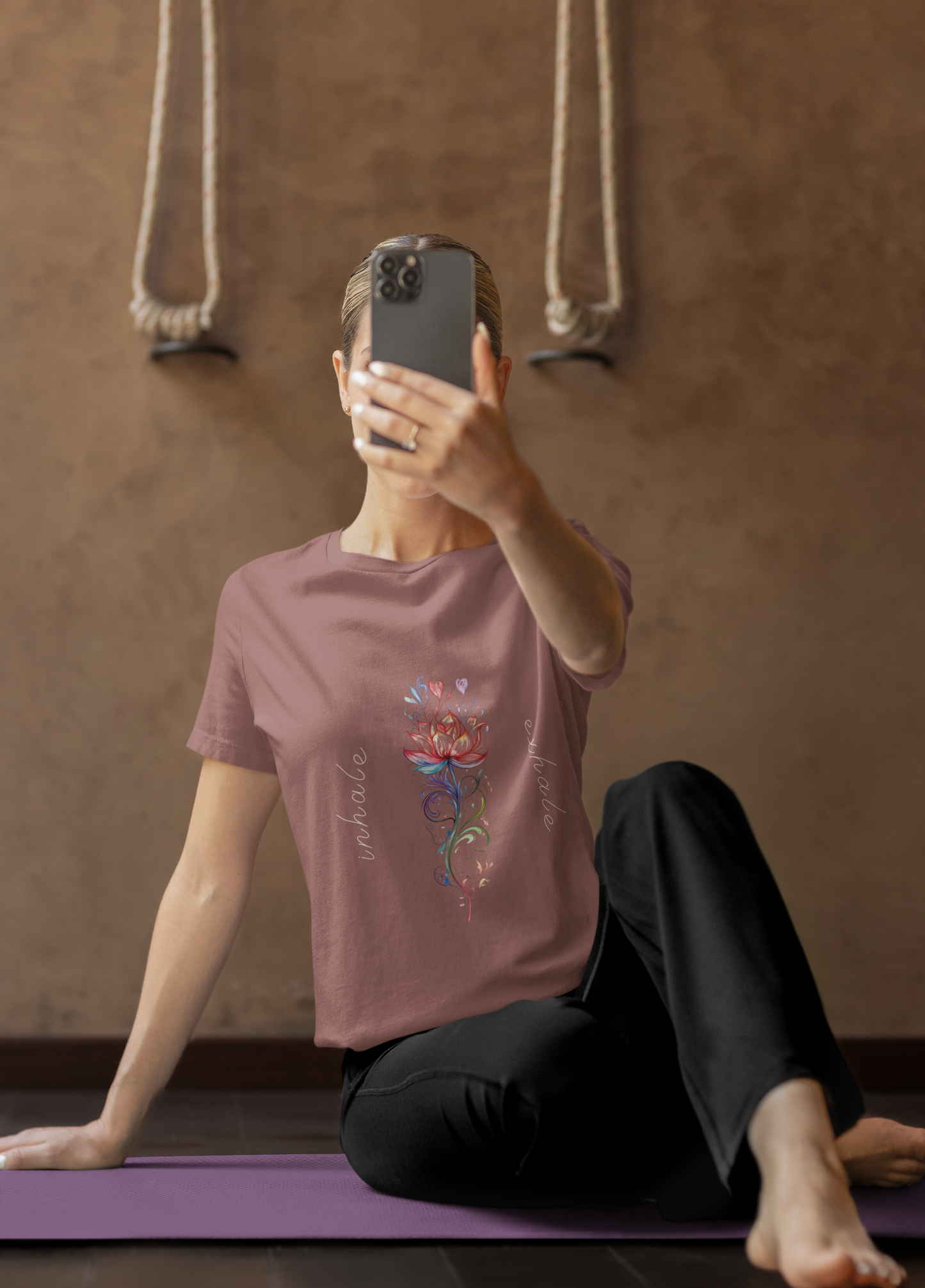 Lotus Flower Inhale Exhale Unisex Yoga Tee | Inspirational T-Shirt I Yoga Mindfulness Apparel I Meditation T-Shirt