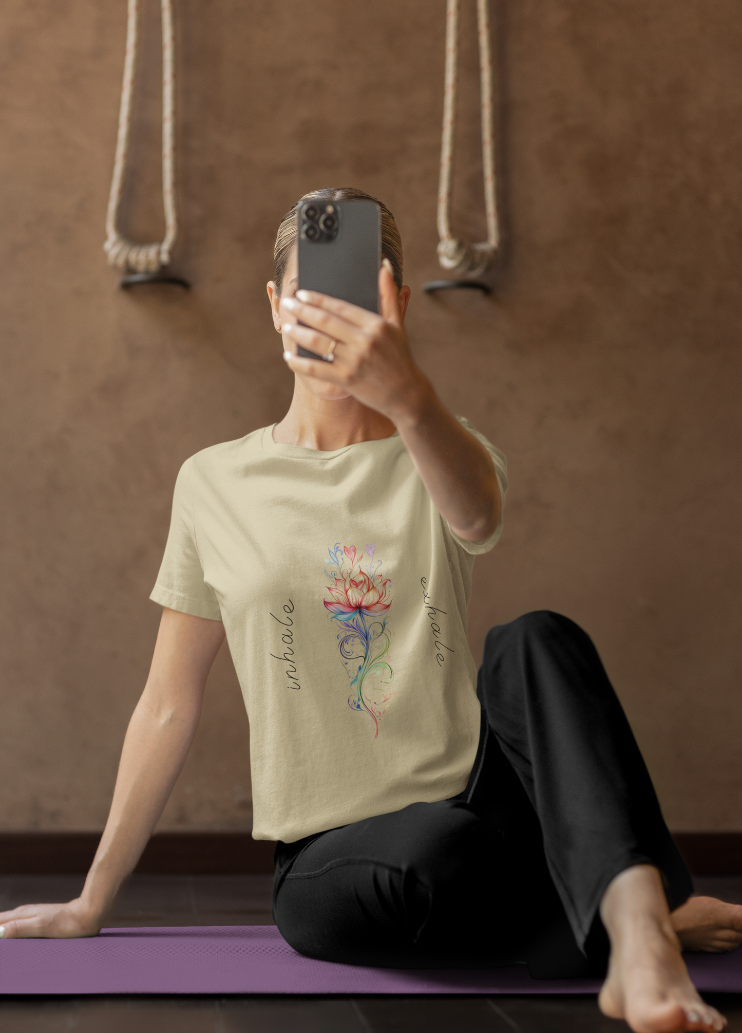 Lotus Flower Inhale Exhale Unisex Yoga Tee | Inspirational T-Shirt I Yoga Mindfulness Apparel I Meditation T-Shirt