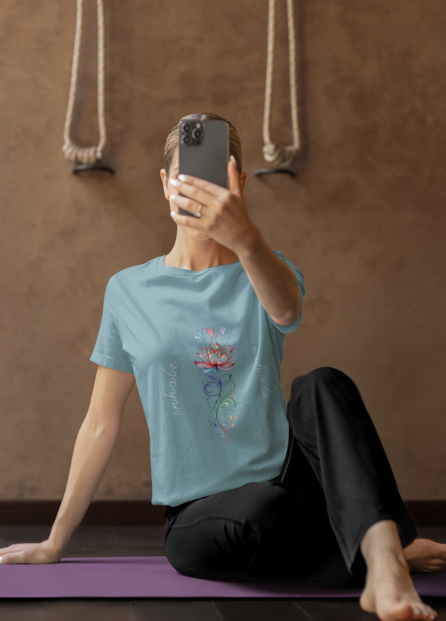 Lotus Flower Inhale Exhale Unisex Yoga Tee | Inspirational T-Shirt I Yoga Mindfulness Apparel I Meditation T-Shirt