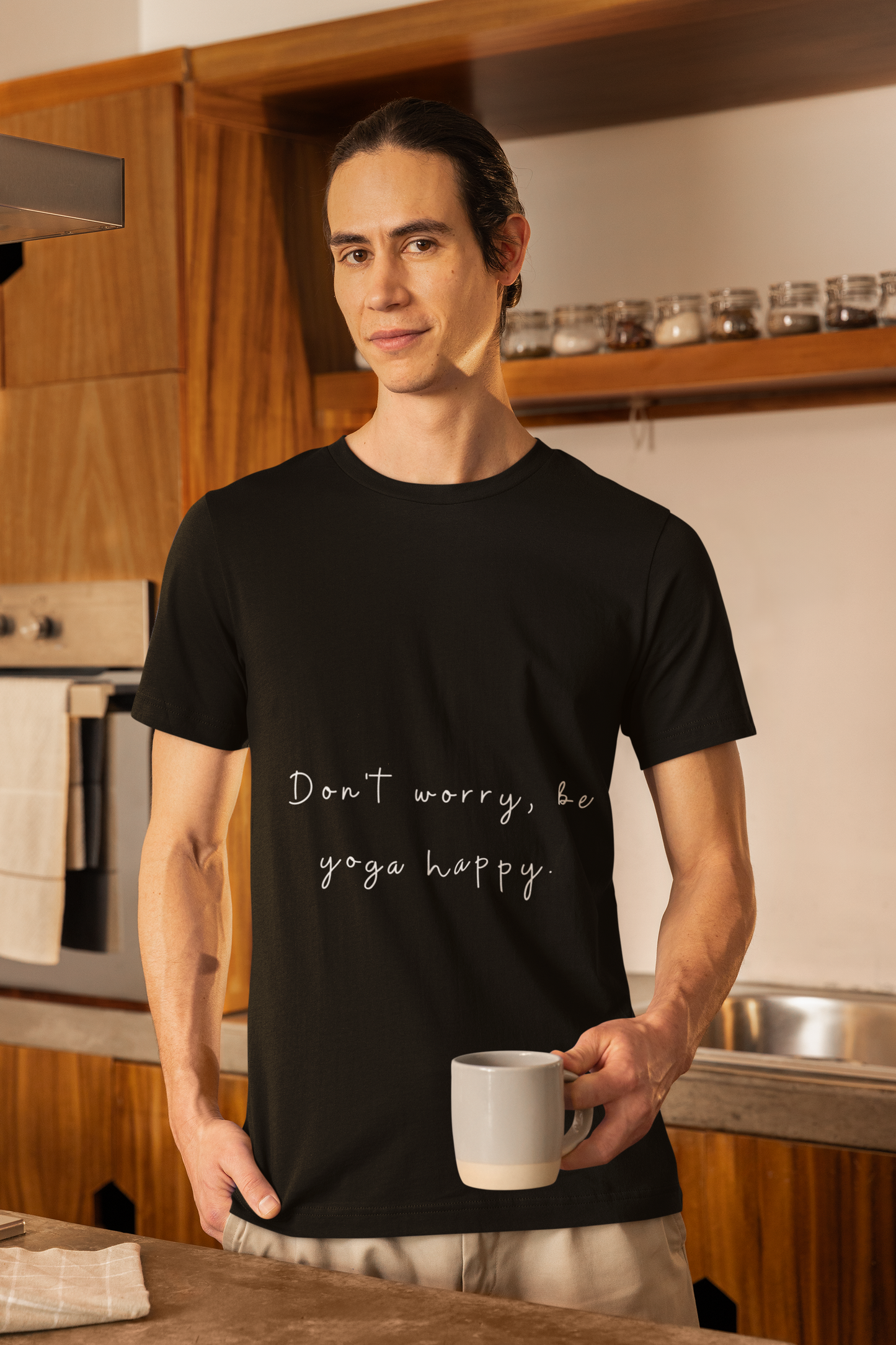 "Don't Worry Be Yoga Happy" Unisex Tee I Inspirational T-Shirt I Gift for Yogis I Motivational Tee I Relaxation & Mindfulness Clothing