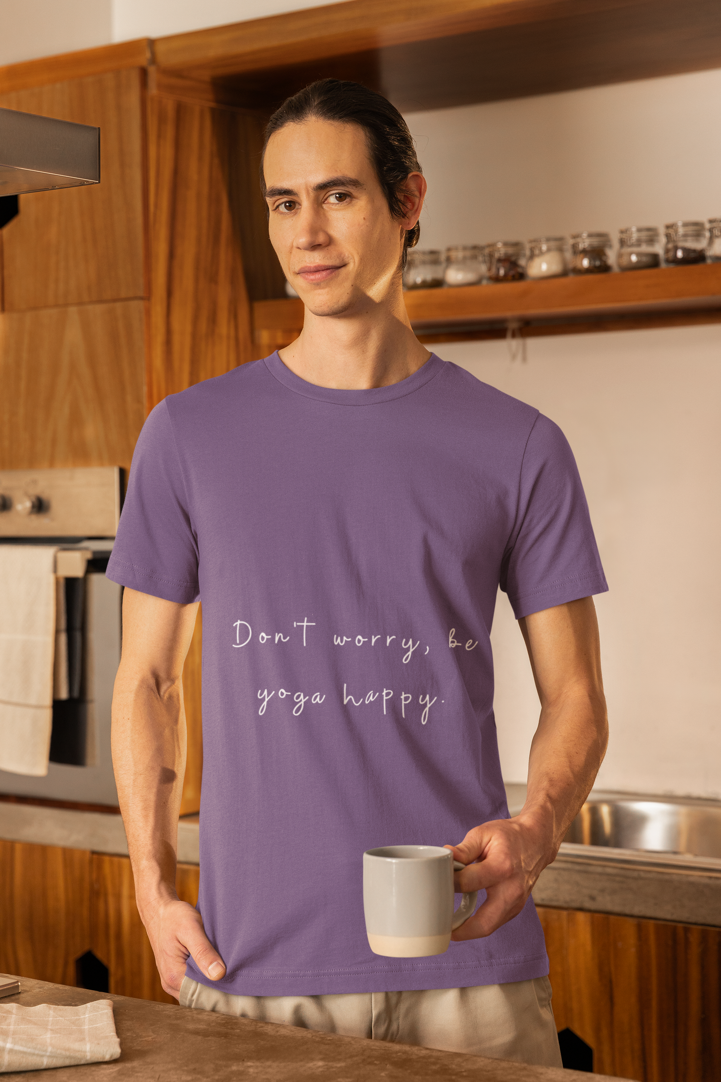 "Don't Worry Be Yoga Happy" Unisex Tee I Inspirational T-Shirt I Gift for Yogis I Motivational Tee I Relaxation & Mindfulness Clothing