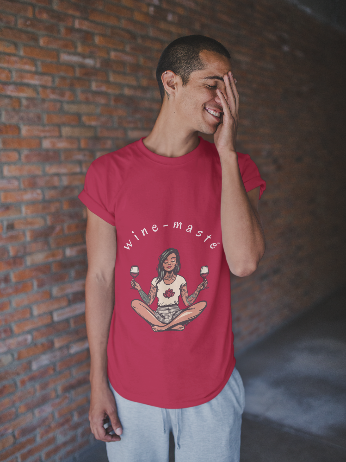 Wine-Masté - Meditation Wine Lover Tee I Unisex Relaxation T-Shirt for Yoga & Wine Enthusiasts I Fun Gift for Wine Tasting I Self-Care Clothing