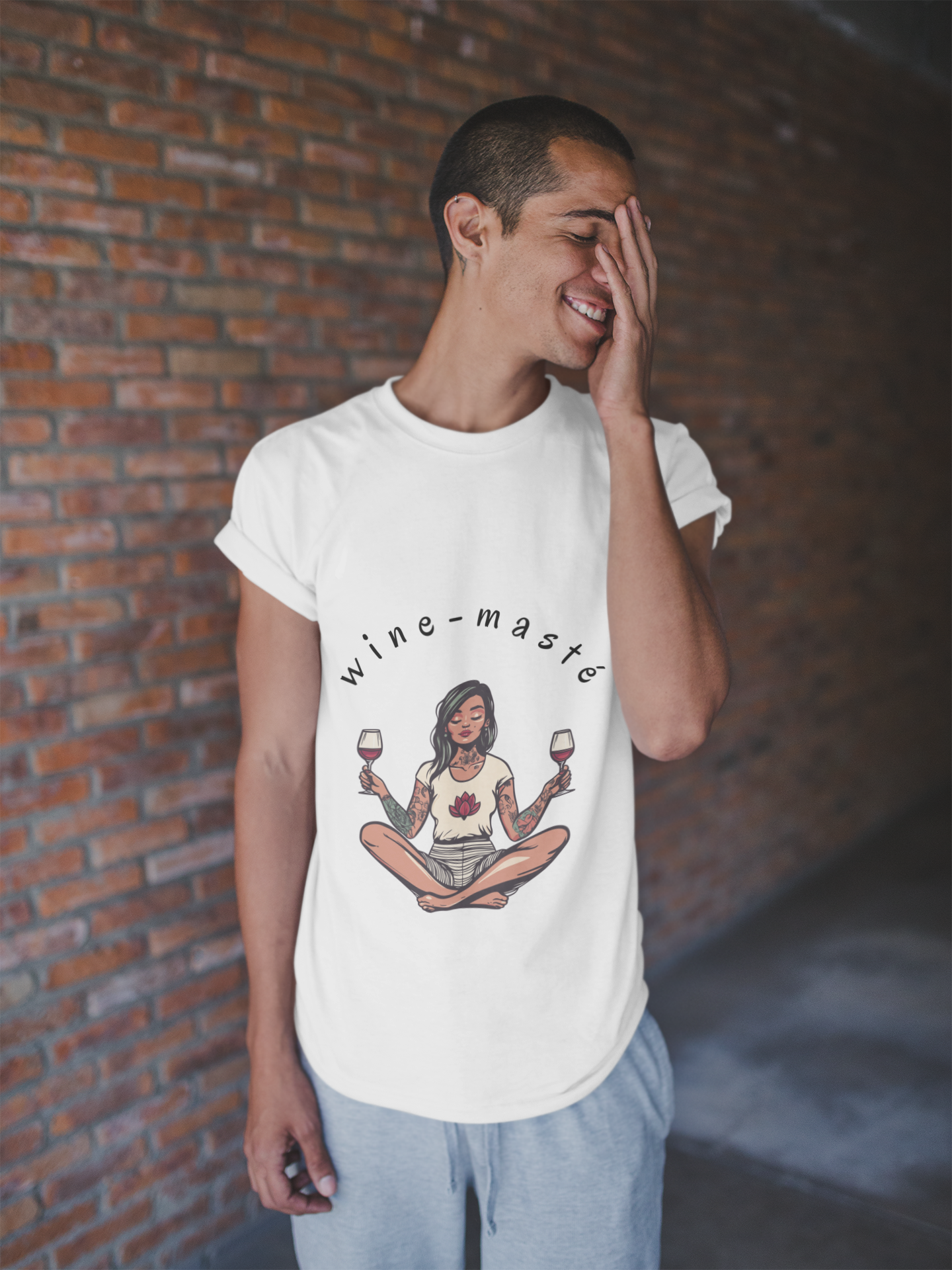 Wine-Masté - Meditation Wine Lover Tee I Unisex Relaxation T-Shirt for Yoga & Wine Enthusiasts I Fun Gift for Wine Tasting I Self-Care Clothing