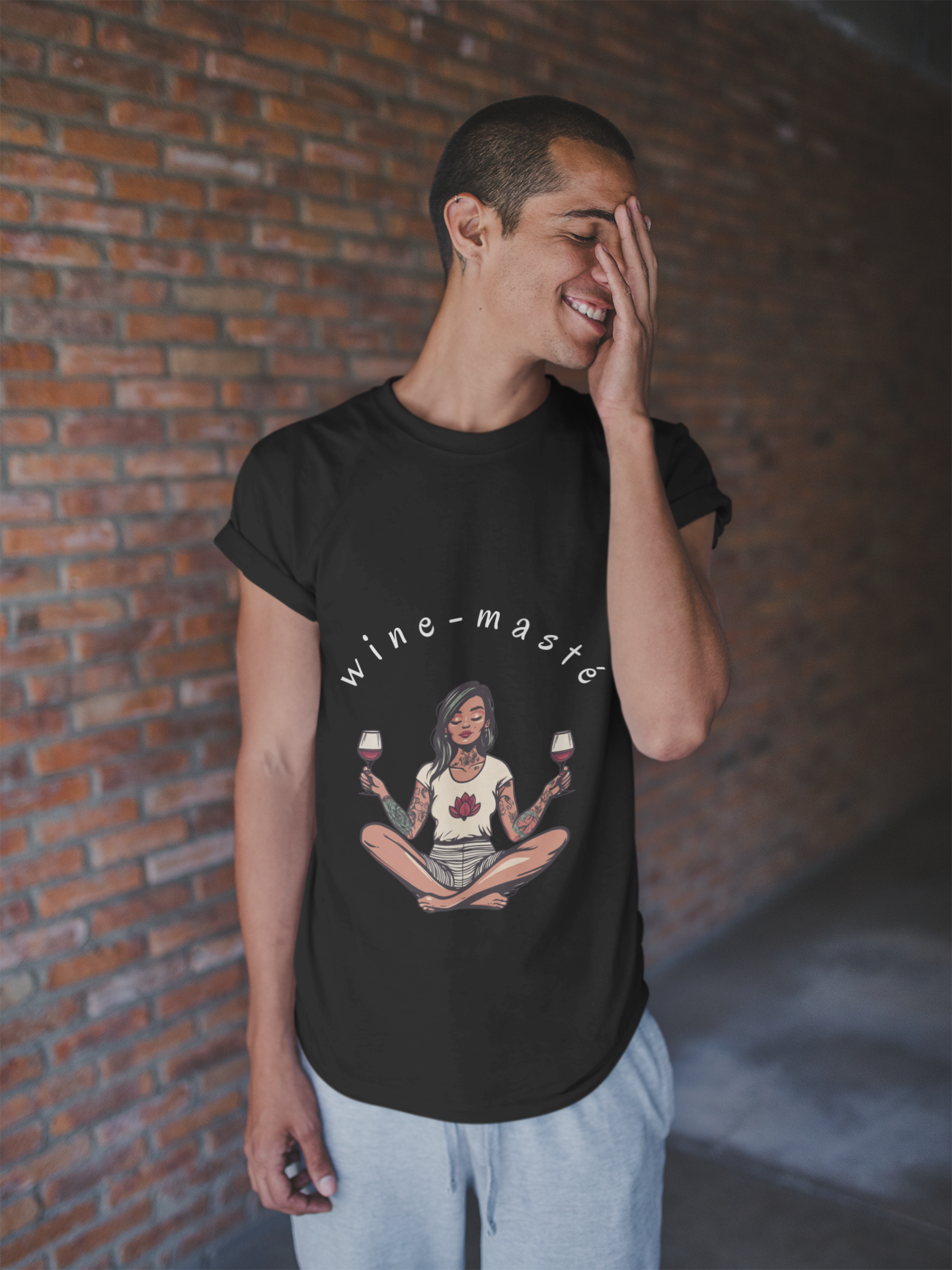 Wine-Masté - Meditation Wine Lover Tee I Unisex Relaxation T-Shirt for Yoga & Wine Enthusiasts I Fun Gift for Wine Tasting I Self-Care Clothing
