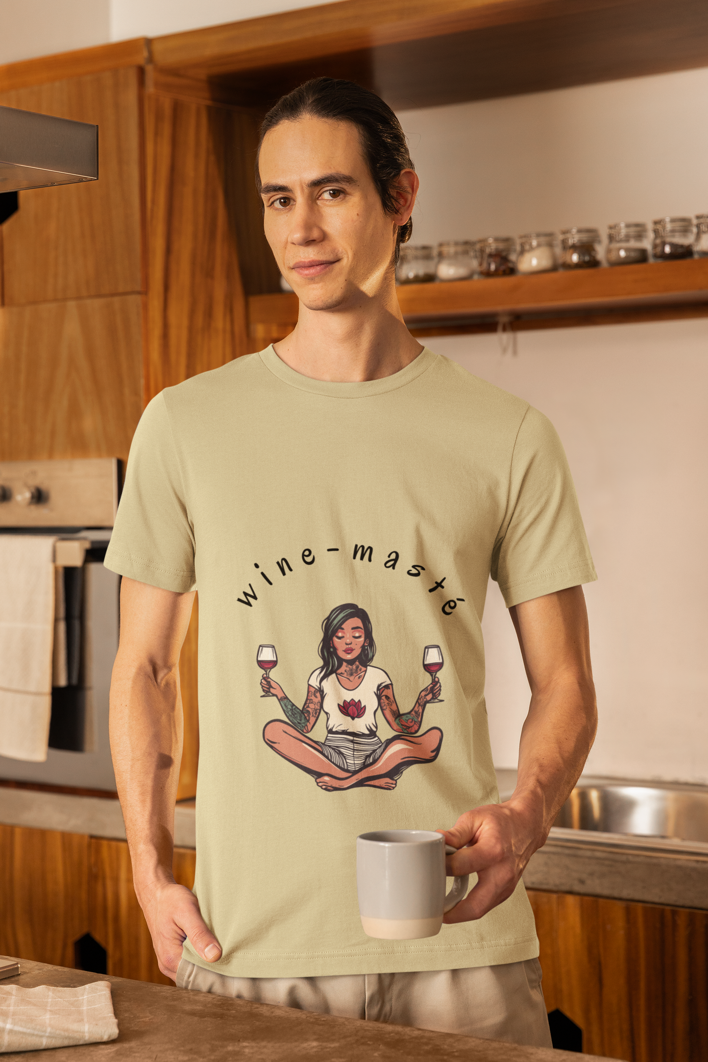 Wine-Masté - Meditation Wine Lover Tee I Unisex Relaxation T-Shirt for Yoga & Wine Enthusiasts I Fun Gift for Wine Tasting I Self-Care Clothing