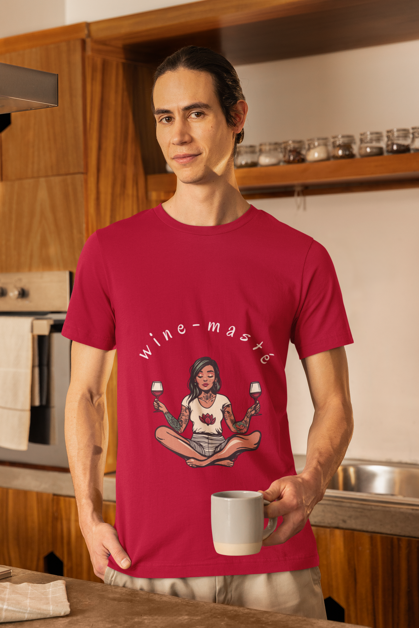 Wine-Masté - Meditation Wine Lover Tee I Unisex Relaxation T-Shirt for Yoga & Wine Enthusiasts I Fun Gift for Wine Tasting I Self-Care Clothing