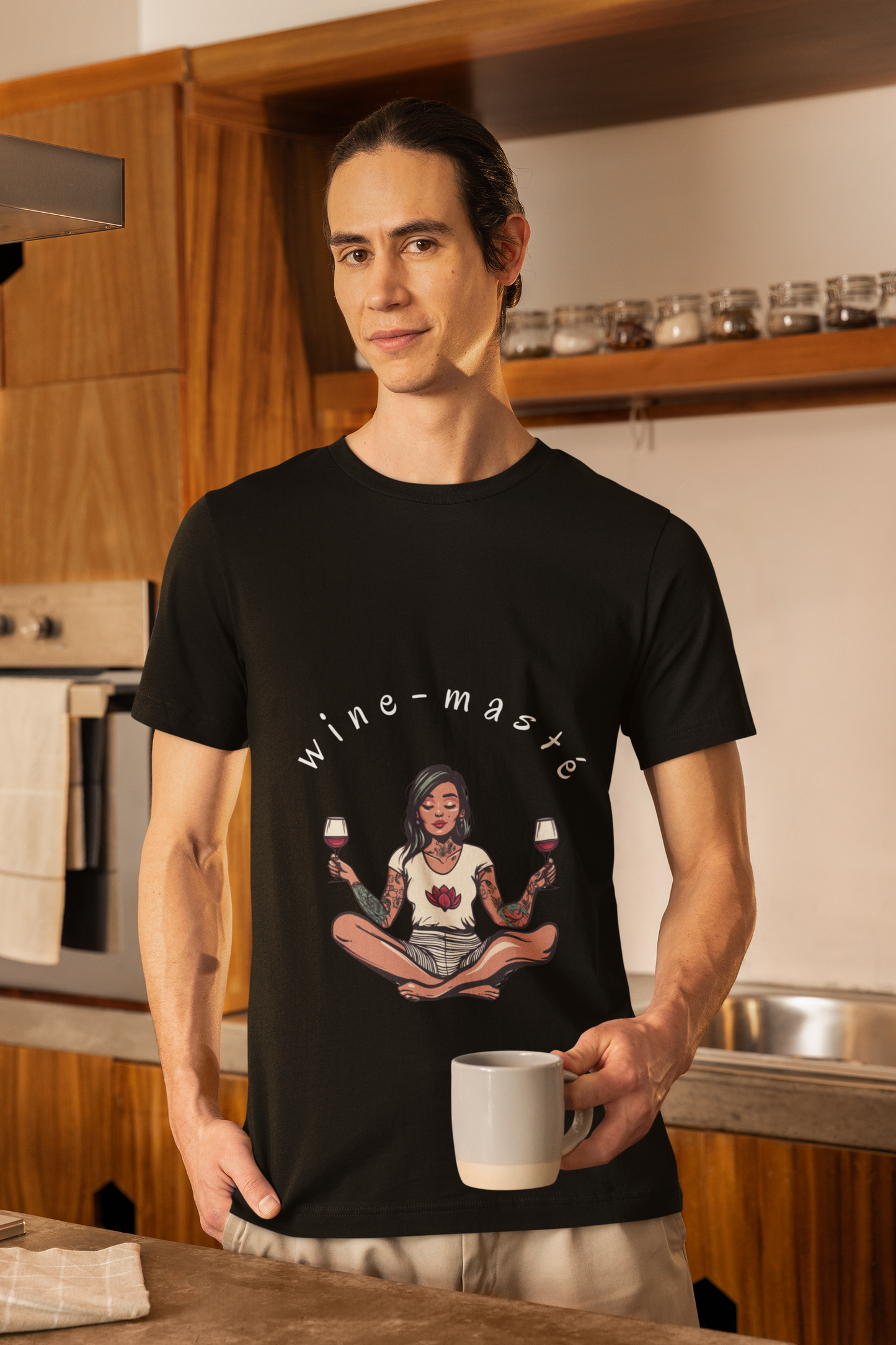Wine-Masté - Meditation Wine Lover Tee I Unisex Relaxation T-Shirt for Yoga & Wine Enthusiasts I Fun Gift for Wine Tasting I Self-Care Clothing