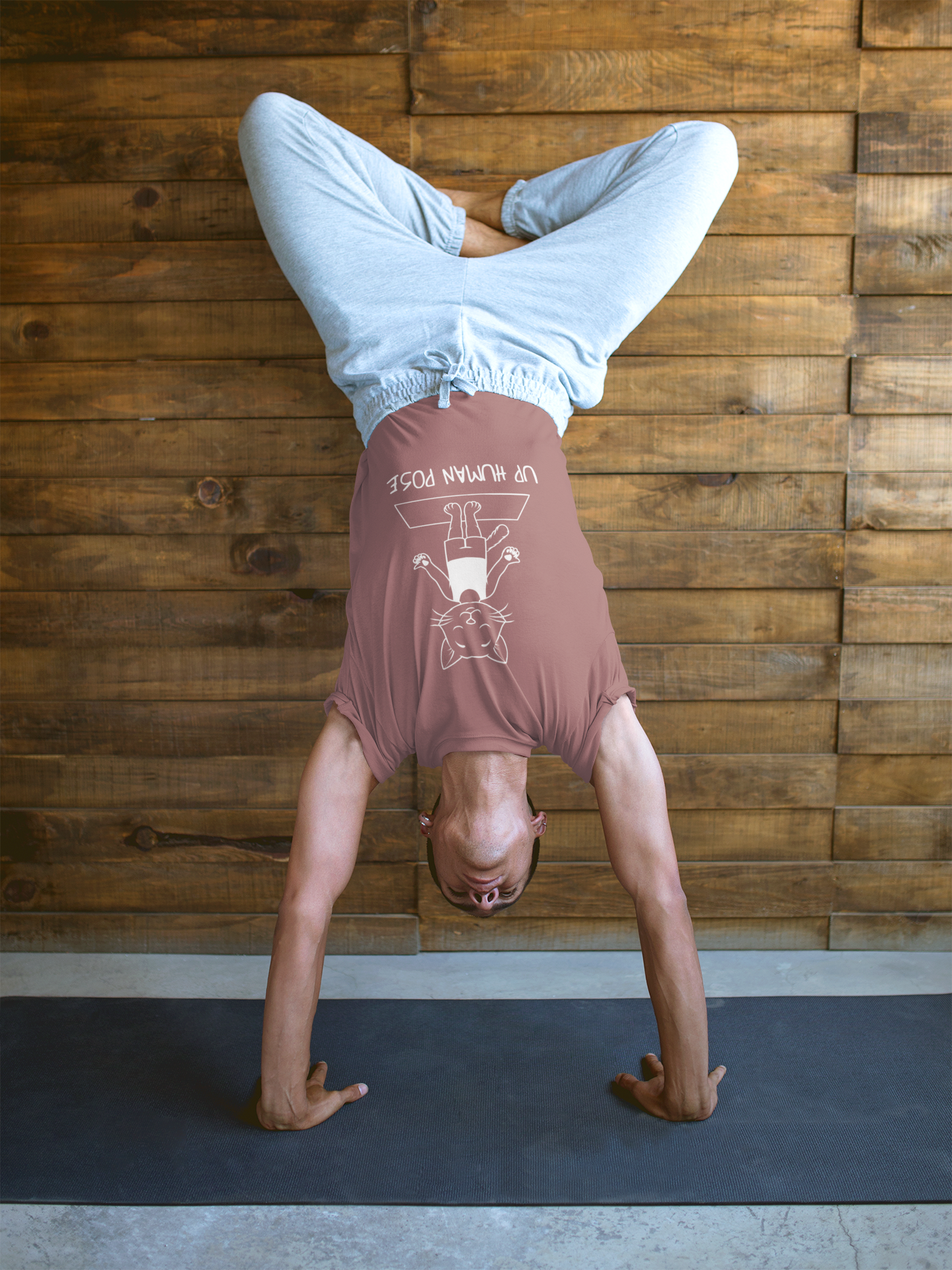 Up Human Pose - Unisex Cat Yoga Tee I Relaxation Gift I Yoga & Pet Lover T-Shirt I Quirky Animal Tee I Fun Gift for Cat Owners I Cute Tee for Zen Vibes