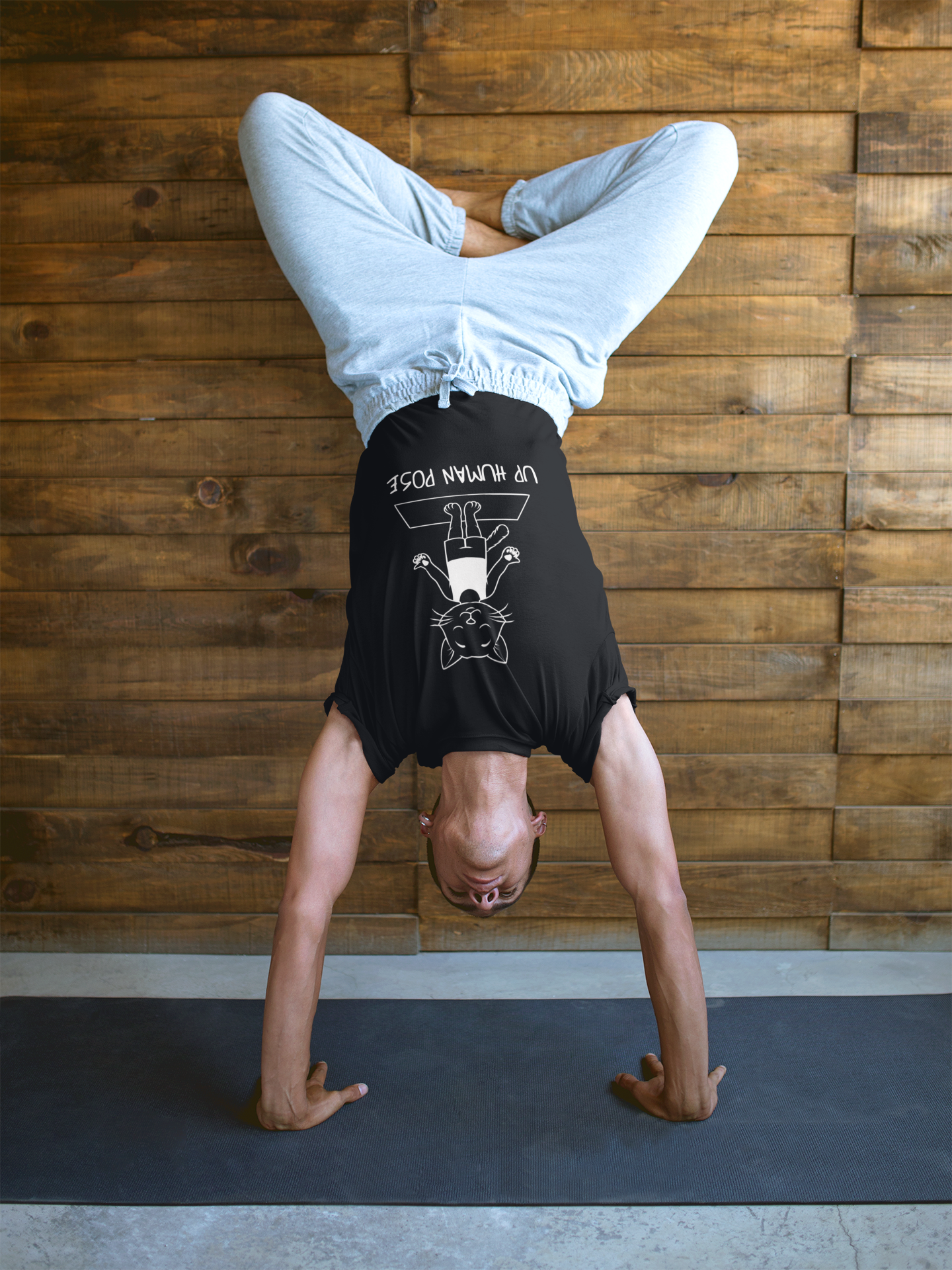 Up Human Pose - Unisex Cat Yoga Tee I Relaxation Gift I Yoga & Pet Lover T-Shirt I Quirky Animal Tee I Fun Gift for Cat Owners I Cute Tee for Zen Vibes