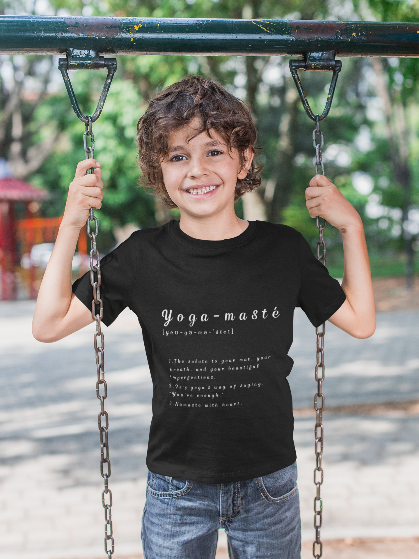 Yoga-masté Youth Tee - Inspirational Meditation Shirt I Gift for Yogis I Relaxation Apparel I Kids' Mindfulness Wear I Birthday Gift
