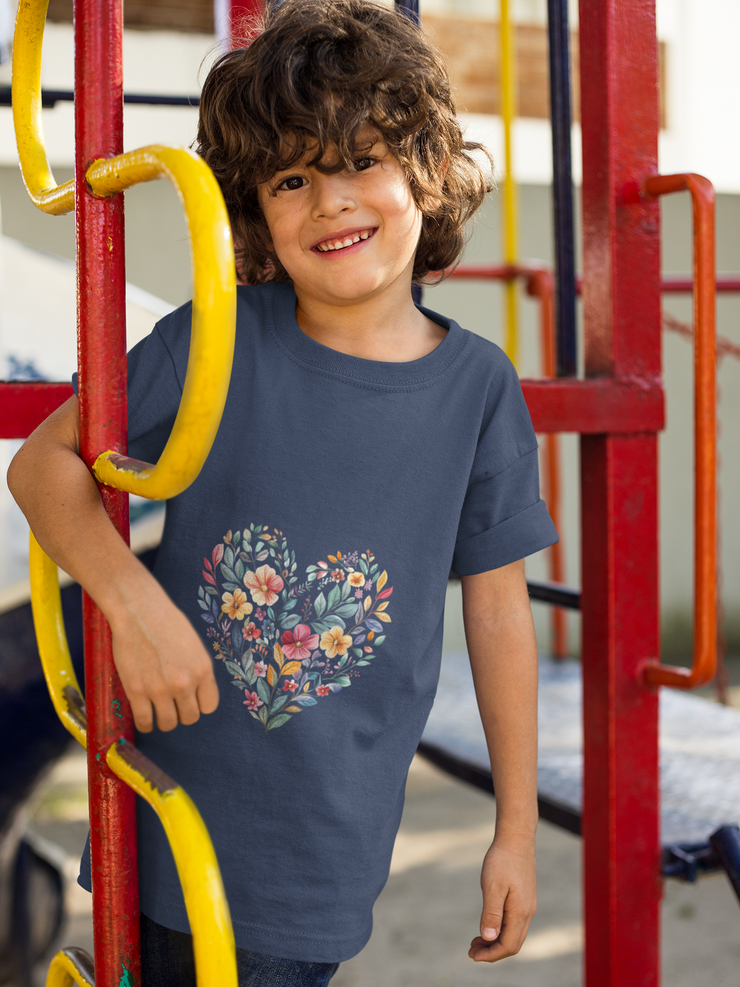 Floral Heart Youth Yoga Tee - Cute Kids T-Shirt I Spring Outfit for Young Yogis I Birthday Gift I Flower Design Top I Children's Fashion