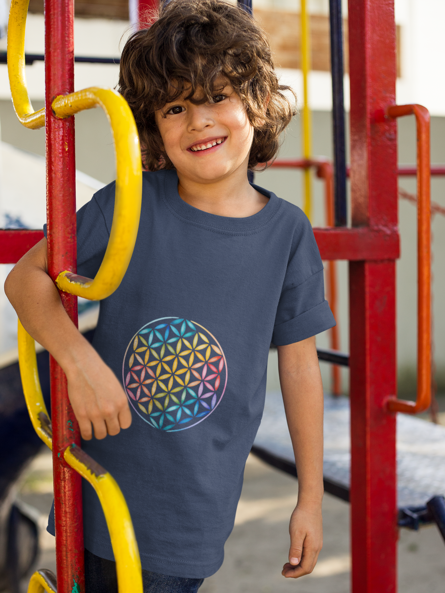 Flower Of Life Youth Yoga Tee - Colorful Flower of Life Design I Kids Art T-Shirt I Summer Fun for Young Yogis I Gift for Birthdays I Spiritual Vibes Tee