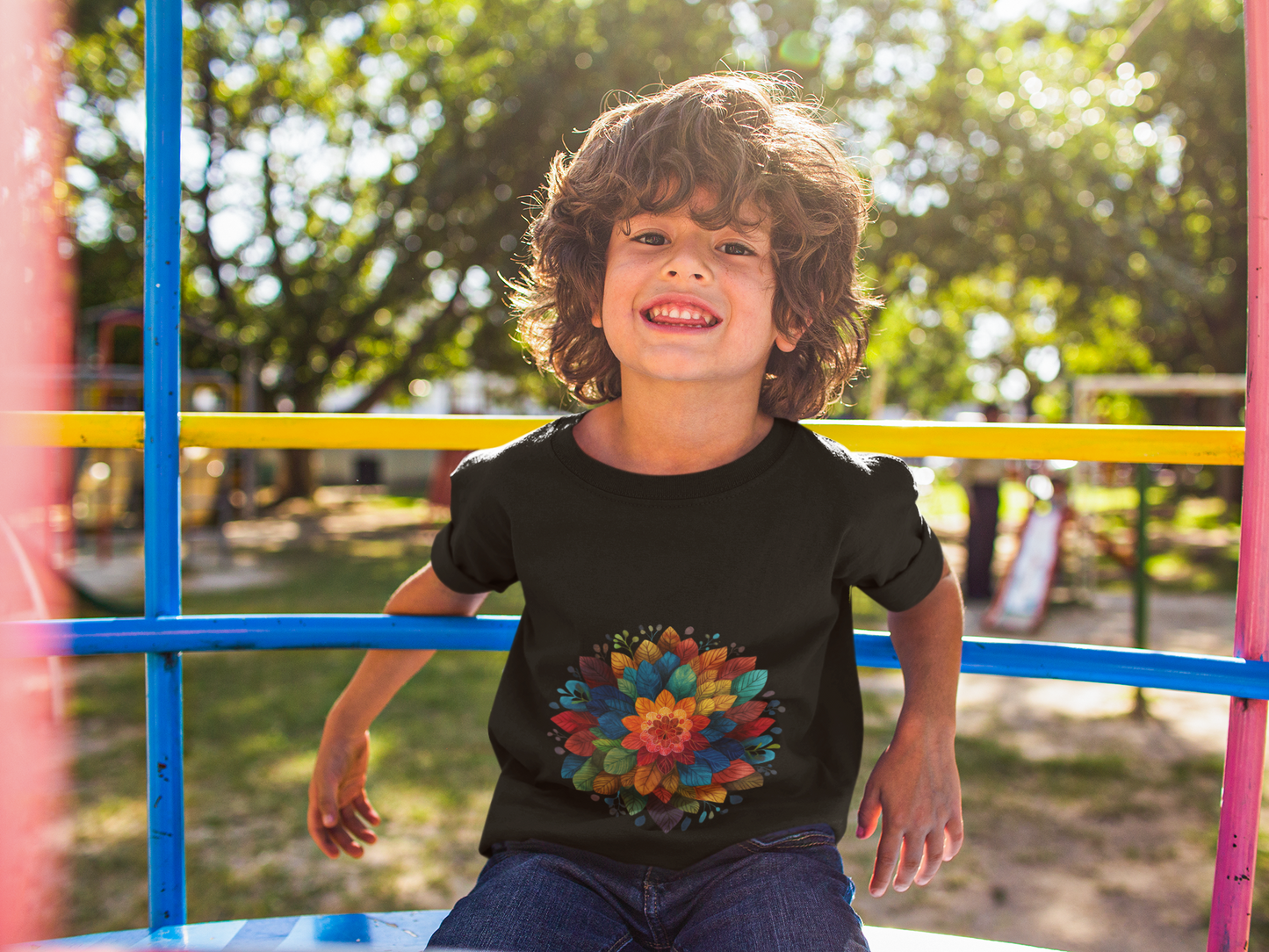 Colorful Mandala Youth Tee - Kids Yoga Tee I Summer Style T-Shirt I Birthday Gift for Young Yogis