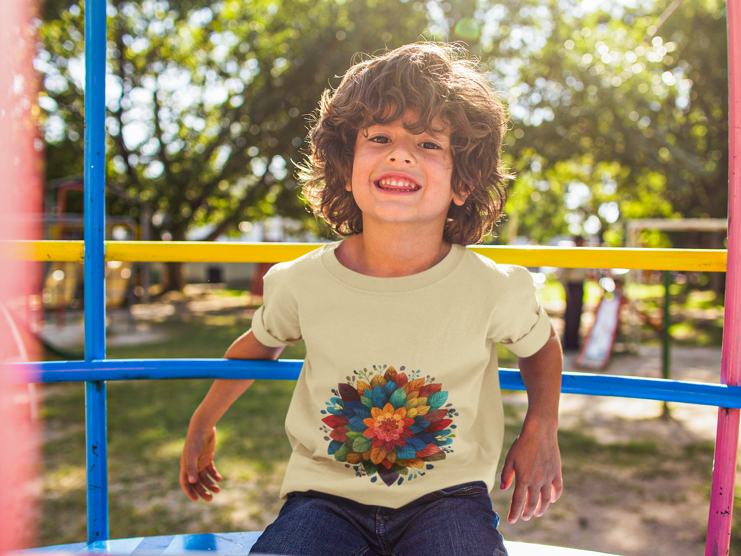 Colorful Mandala Youth Tee - Kids Yoga Tee I Summer Style T-Shirt I Birthday Gift for Young Yogis