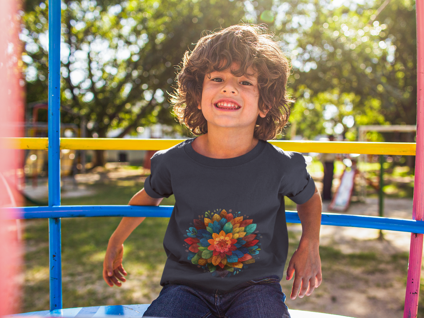 Colorful Mandala Youth Tee - Kids Yoga Tee I Summer Style T-Shirt I Birthday Gift for Young Yogis