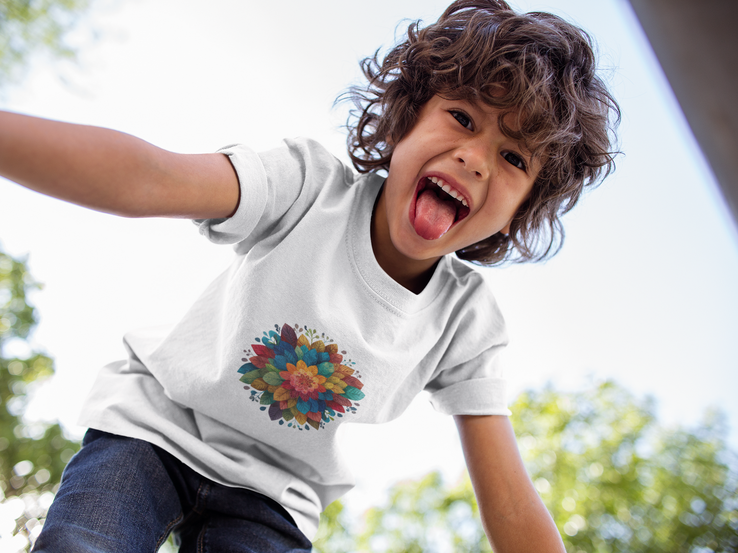 Colorful Mandala Youth Tee - Kids Yoga Tee I Summer Style T-Shirt I Birthday Gift for Young Yogis