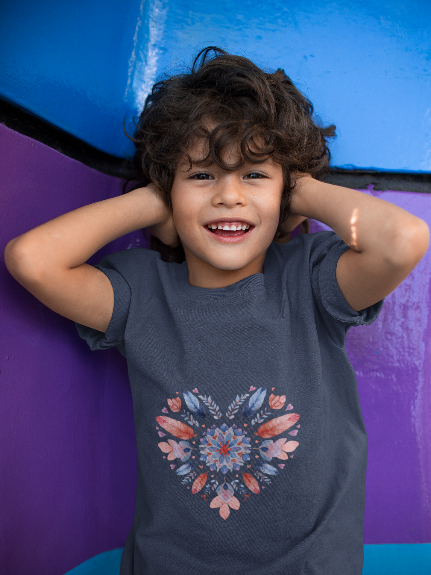 Heart Mandala Youth Tee for Yoga - Summer T-Shirt I Kids Gift I Valentine's Day Apparel I Cute Graphic Tee I Fun Playwear