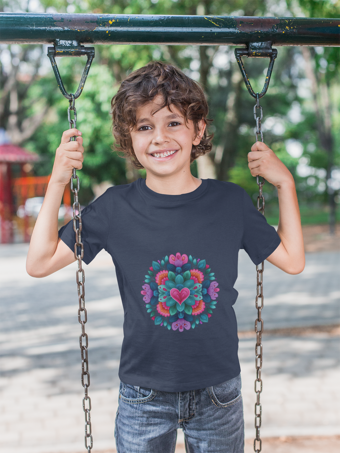 Colorful Mandala Youth Tee for Yoga I Kids T-Shirt I Summer Top I Yoga Gift for Girls I Birthday Present I Flower Graphic Tee