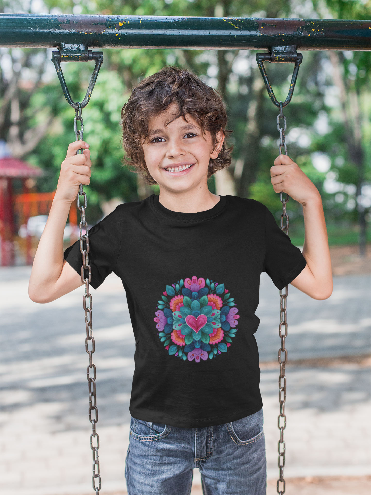 Colorful Mandala Youth Tee for Yoga I Kids T-Shirt I Summer Top I Yoga Gift for Girls I Birthday Present I Flower Graphic Tee