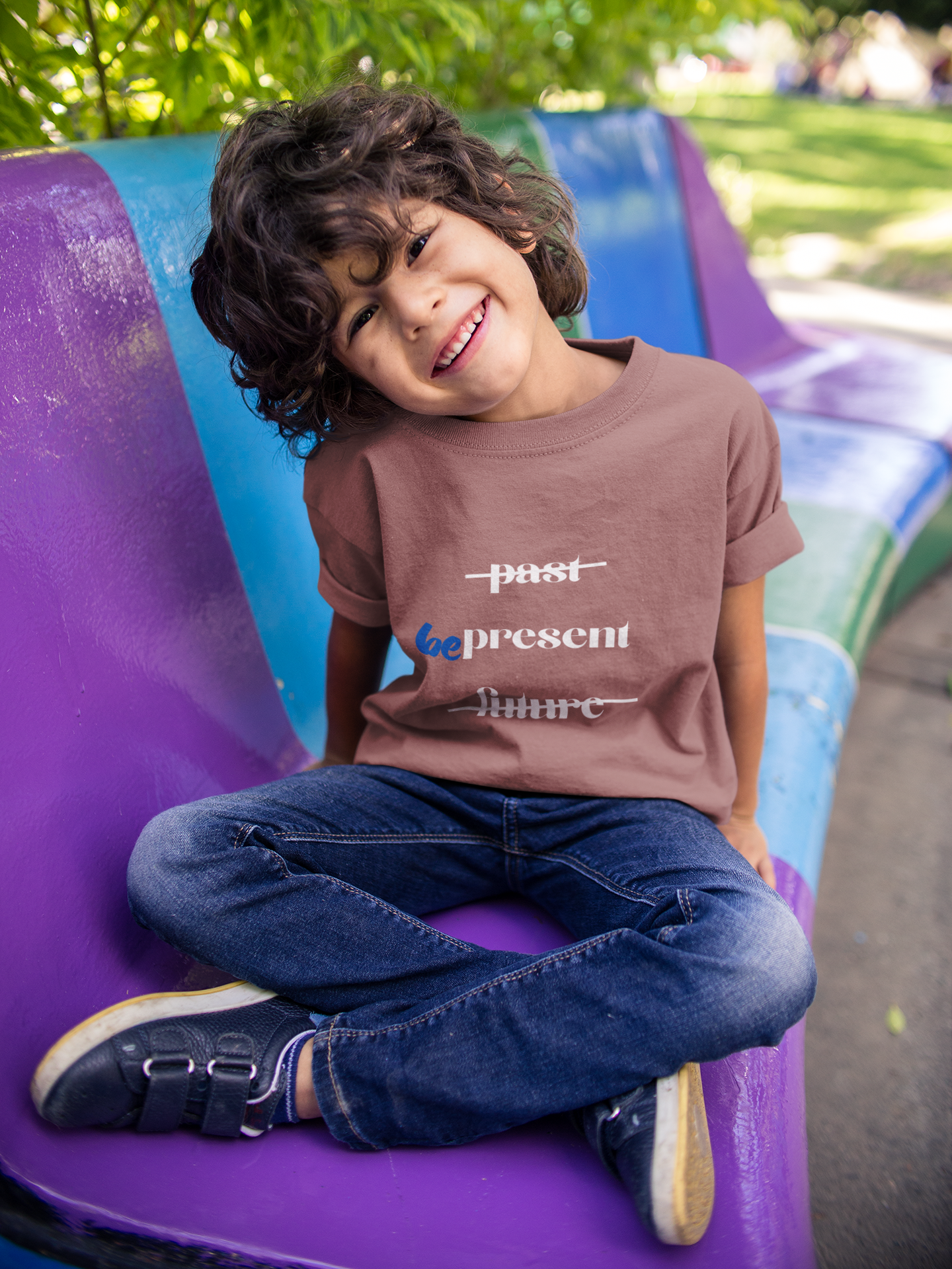 "Be Present" Youth Yoga Tee - Mindfulness T-Shirt for Young Yogis I Yoga Kids Apparel I Meditation Clothing