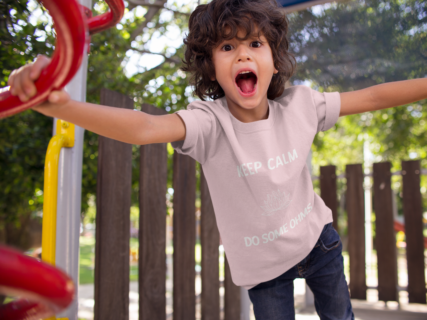 Keep Calm Do Some Ohms - Youth Meditation Tee I Yoga T-Shirt I Mindfulness Apparel I Gift for Kids I Relaxation & Inspirational Wear