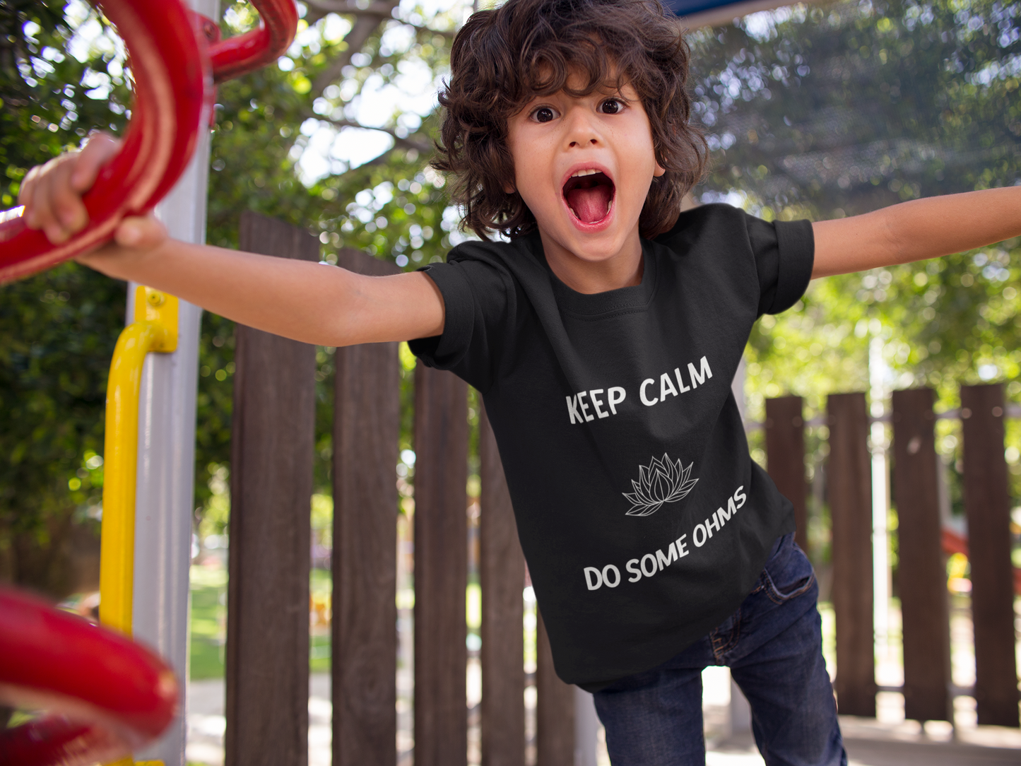 Keep Calm Do Some Ohms - Youth Meditation Tee I Yoga T-Shirt I Mindfulness Apparel I Gift for Kids I Relaxation & Inspirational Wear