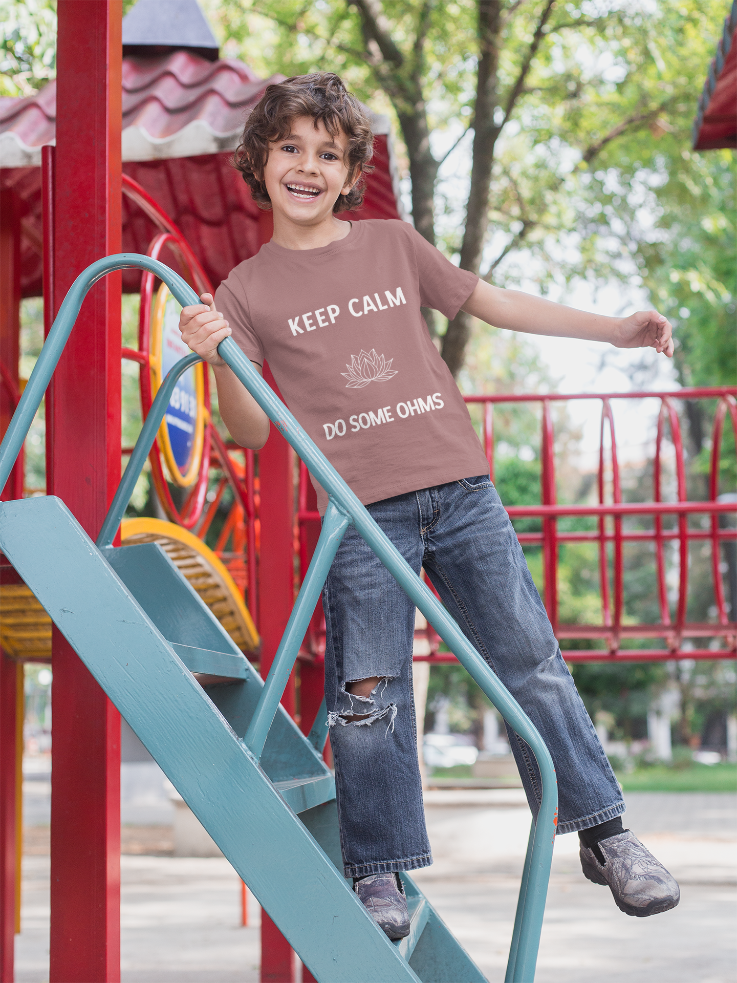 Keep Calm Do Some Ohms - Youth Meditation Tee I Yoga T-Shirt I Mindfulness Apparel I Gift for Kids I Relaxation & Inspirational Wear