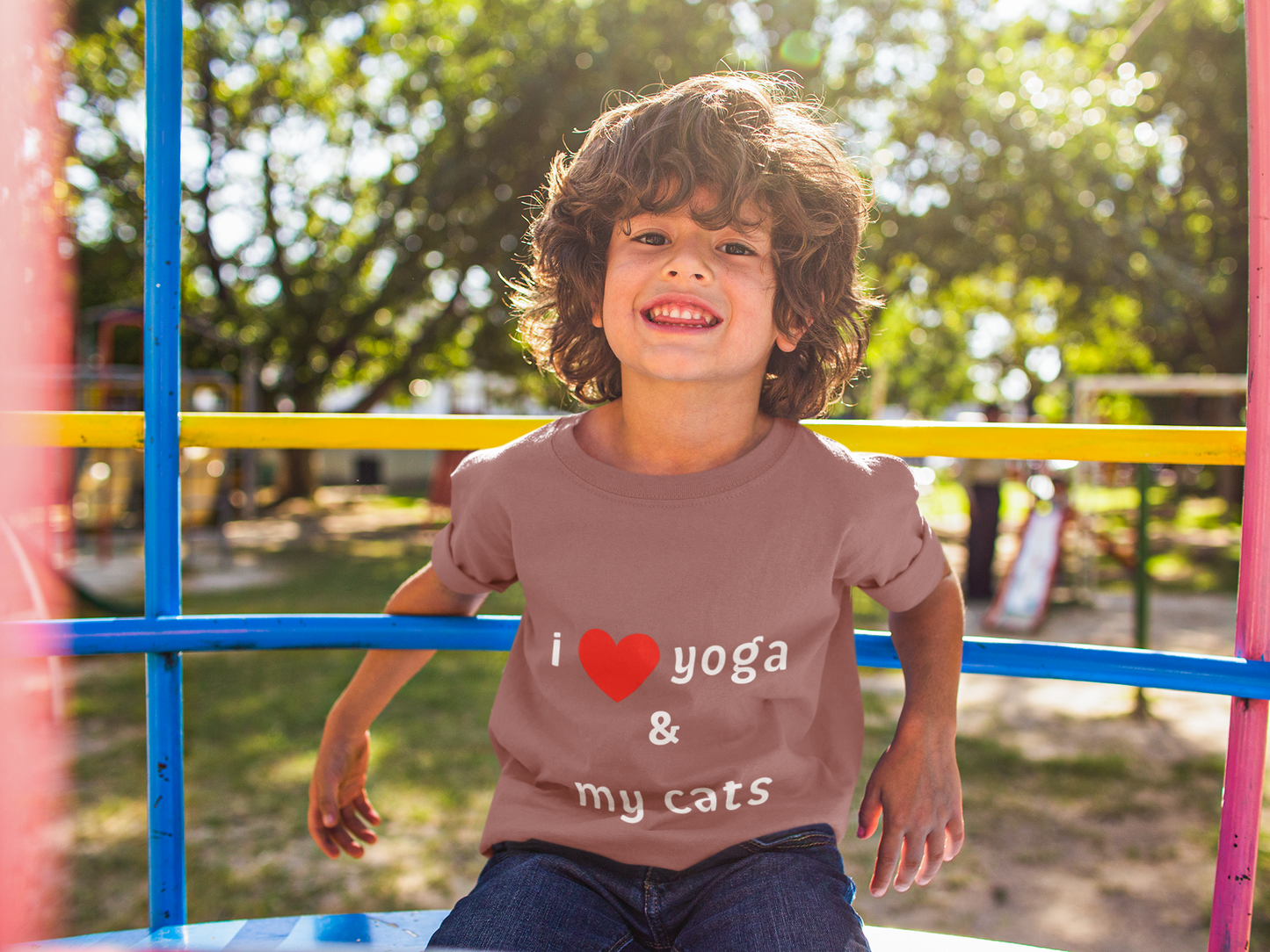 I Love Yoga & My Cats Youth Tee - Funny Kids T-Shirt I Pet Lover Gift I Young Yoga Enthusiast Apparel