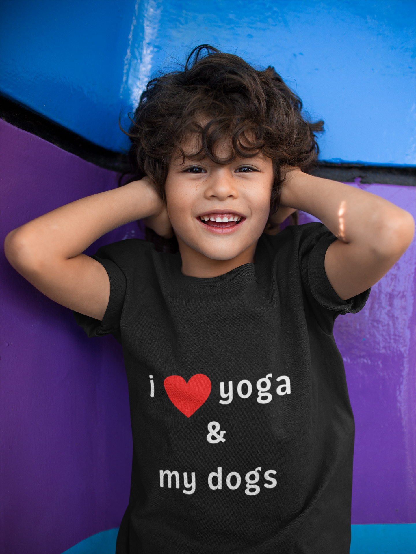 I Love Yoga & My Dogs Youth Yoga Tee - Funny Kids T-Shirt I Pet Lover Gift I Young Yoga Enthusiast Apparel