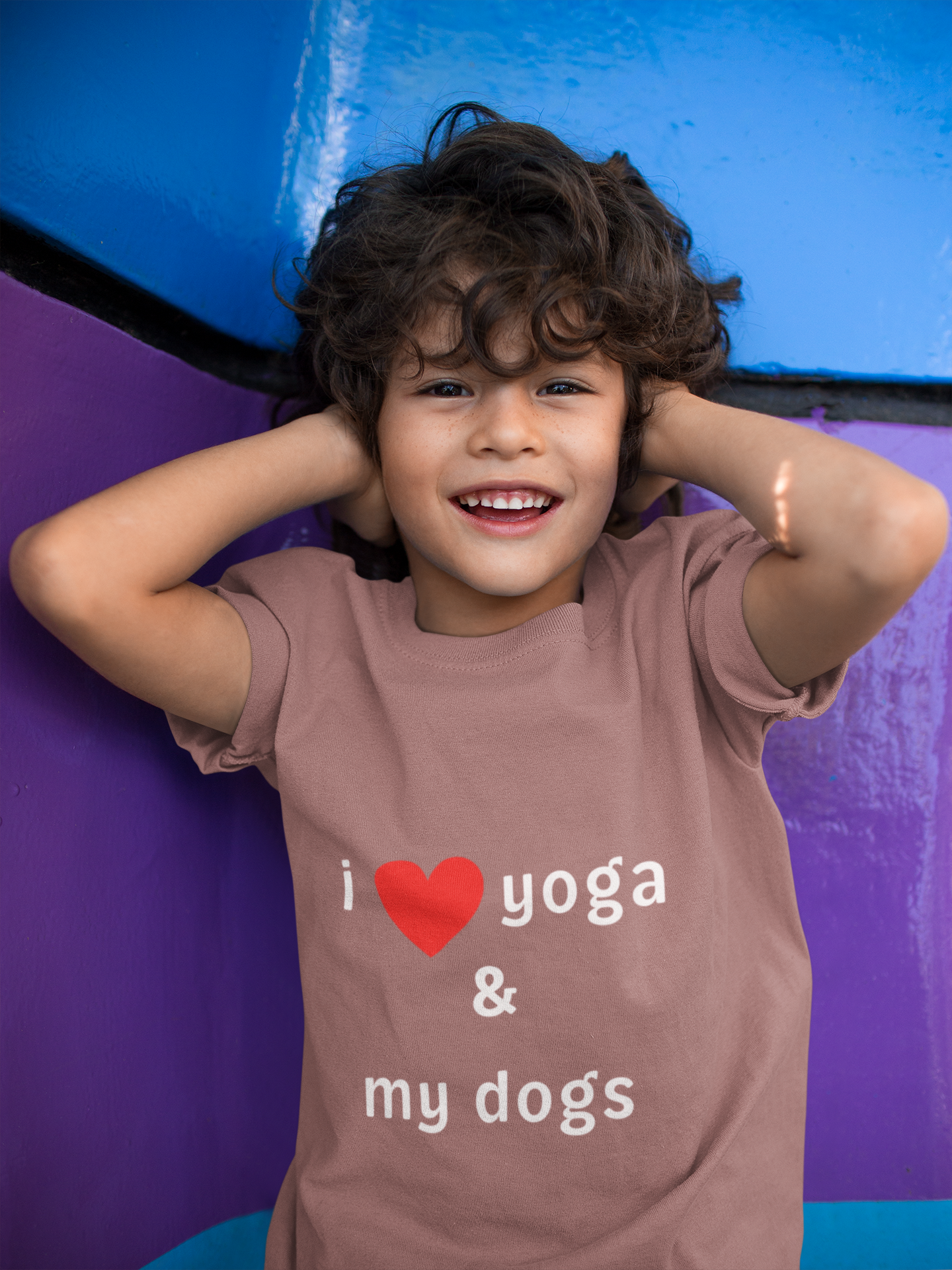 I Love Yoga & My Dogs Youth Yoga Tee - Funny Kids T-Shirt I Pet Lover Gift I Young Yoga Enthusiast Apparel