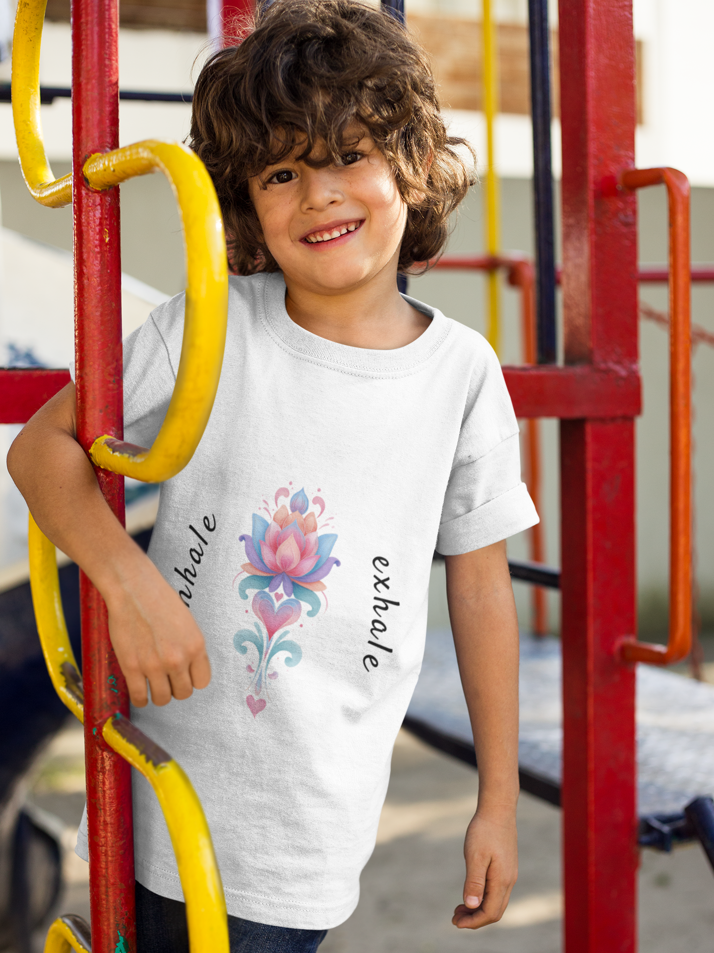 Lotus Flower Inhale Exhale Unisex Youth Yoga Tee | Yoga Inspirational T-Shirt for Kids I Youth Yoga Mindfulness Apparel