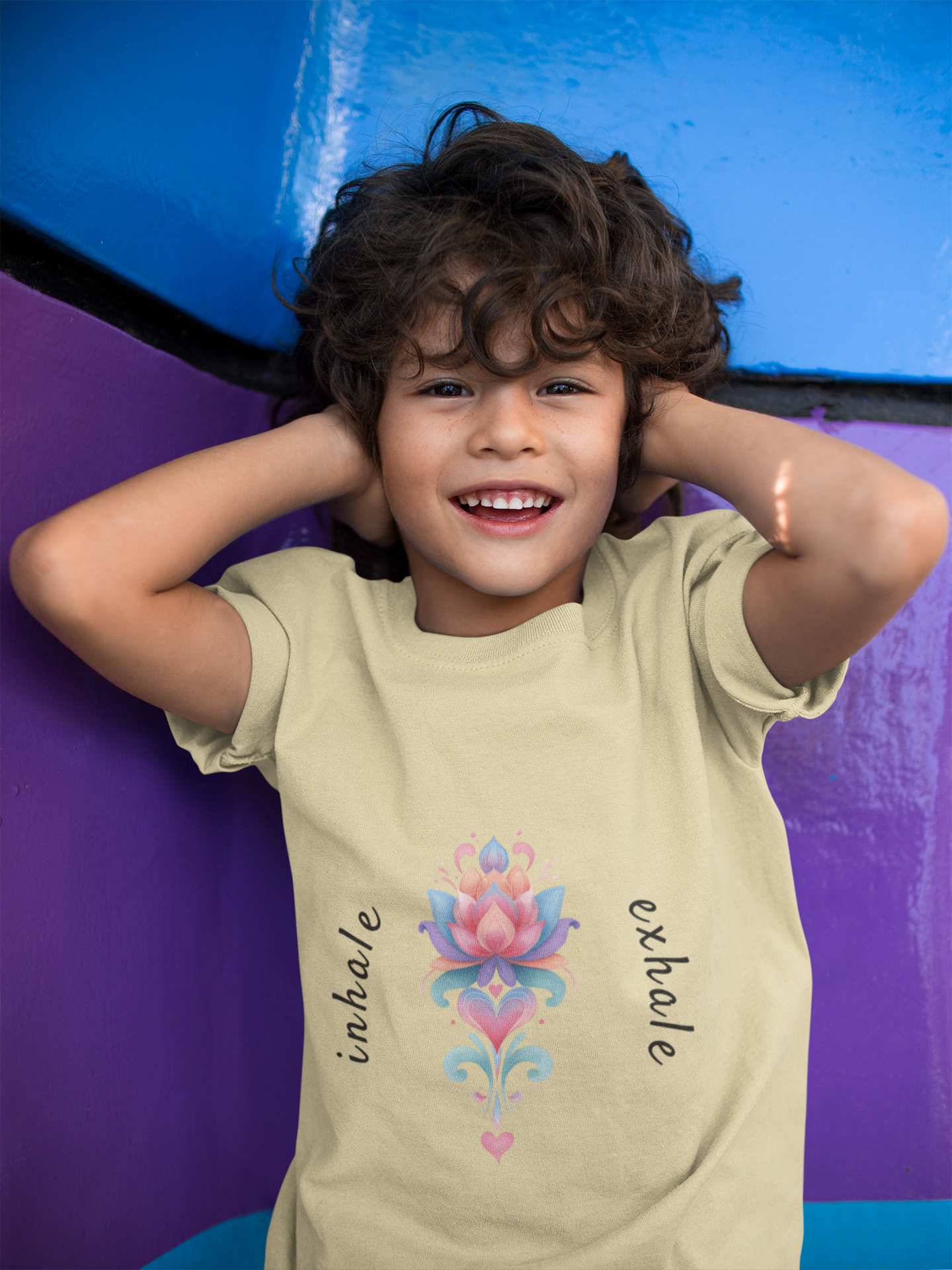 Lotus Flower Inhale Exhale Unisex Youth Yoga Tee | Yoga Inspirational T-Shirt for Kids I Youth Yoga Mindfulness Apparel