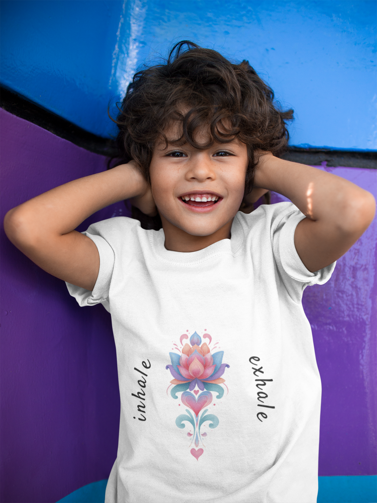 Lotus Flower Inhale Exhale Unisex Youth Yoga Tee | Yoga Inspirational T-Shirt for Kids I Youth Yoga Mindfulness Apparel