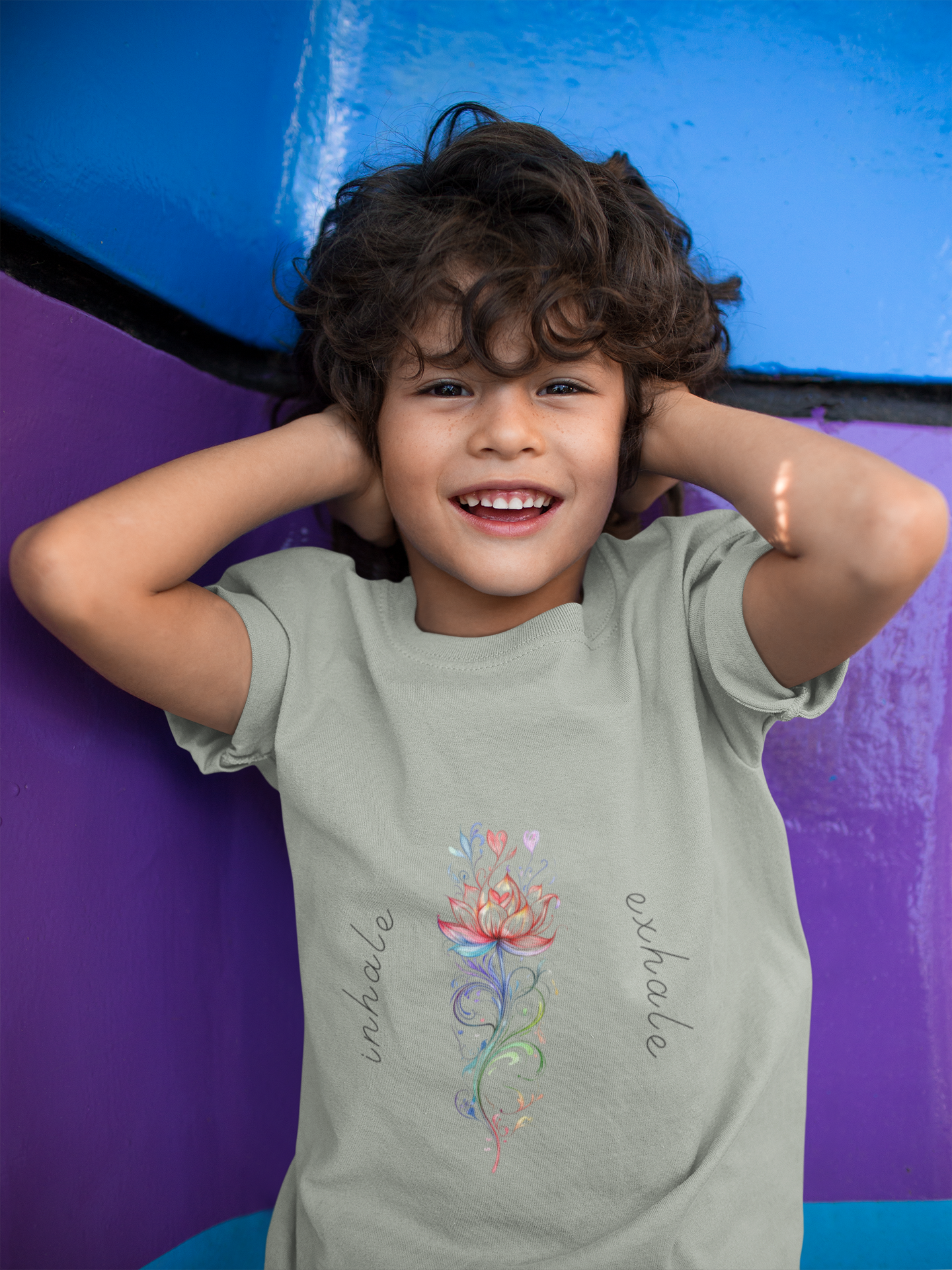 Lotus Flower Inhale Exhale Unisex Youth Yoga Tee | Yoga Inspirational T-Shirt for Kids I Youth Yoga Mindfulness Apparel