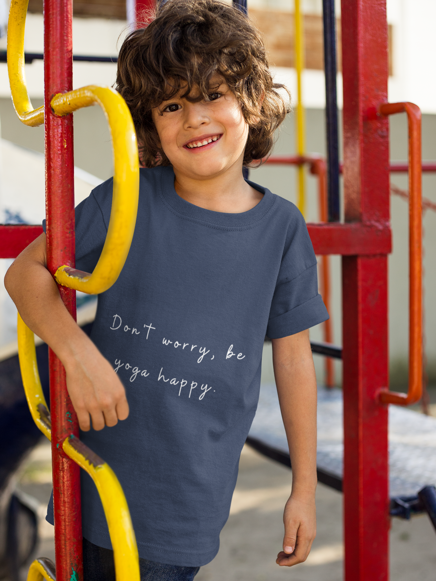 Don't Worry Be Yoga Happy - Yoga Motivational Youth Tee I Kids Yoga T-Shirt I Positive Message Tee I Gift for Young Yogis I Casual Summer Top for Kids