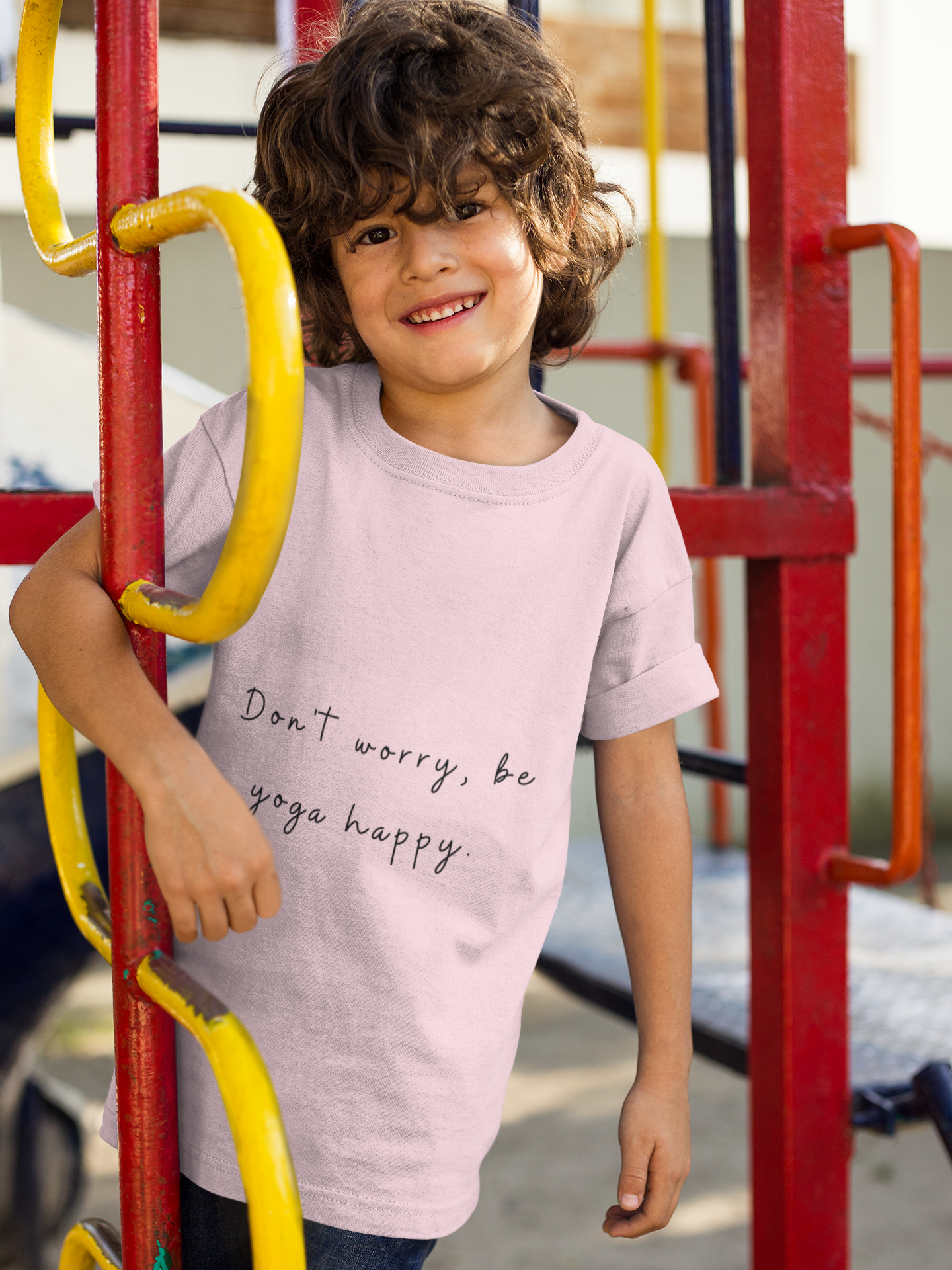 Don't Worry Be Yoga Happy - Yoga Motivational Youth Tee I Kids Yoga T-Shirt I Positive Message Tee I Gift for Young Yogis I Casual Summer Top for Kids