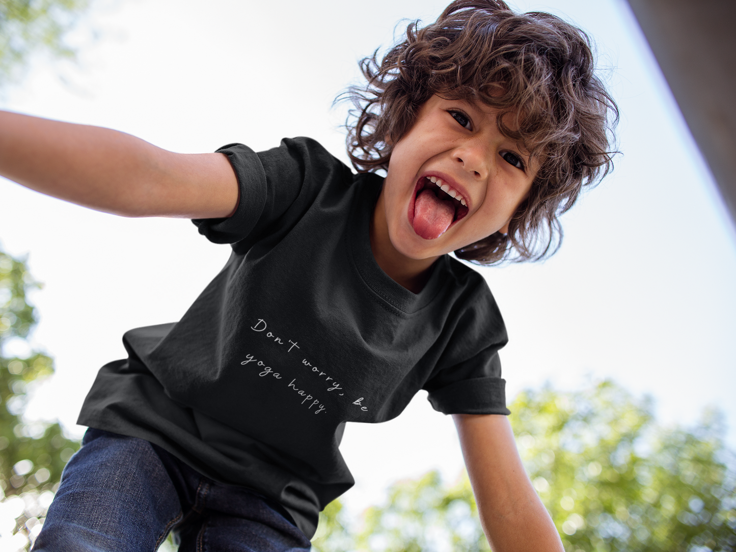 Don't Worry Be Yoga Happy - Yoga Motivational Youth Tee I Kids Yoga T-Shirt I Positive Message Tee I Gift for Young Yogis I Casual Summer Top for Kids