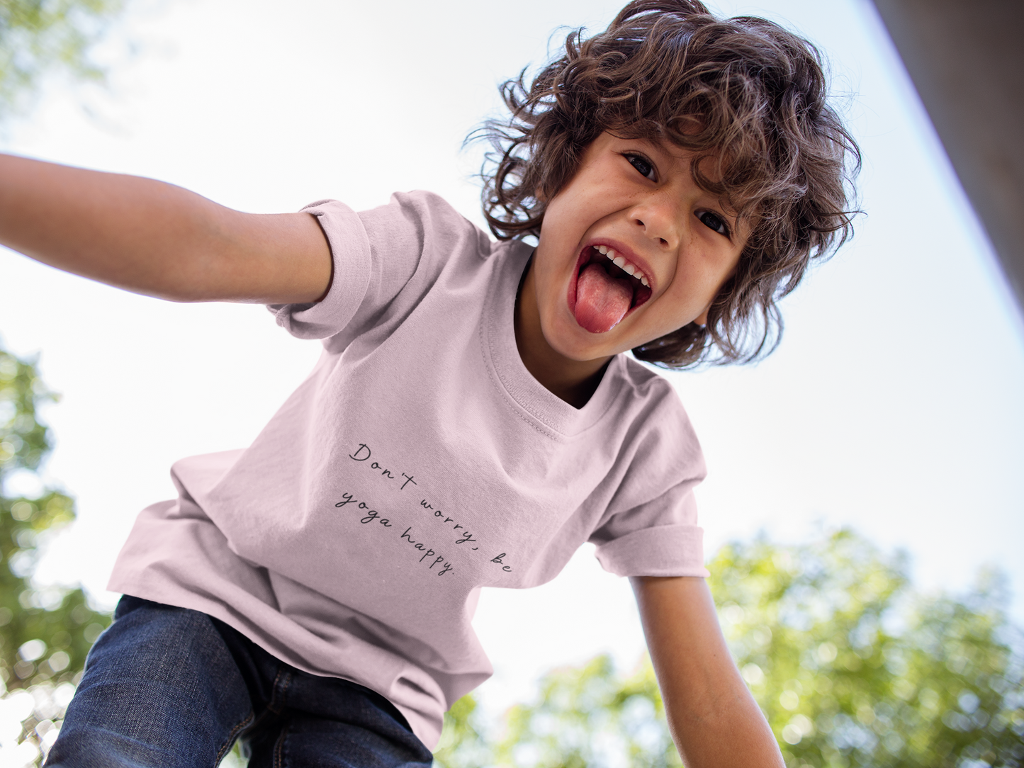 Don't Worry Be Yoga Happy - Yoga Motivational Youth Tee I Kids Yoga T-Shirt I Positive Message Tee I Gift for Young Yogis I Casual Summer Top for Kids