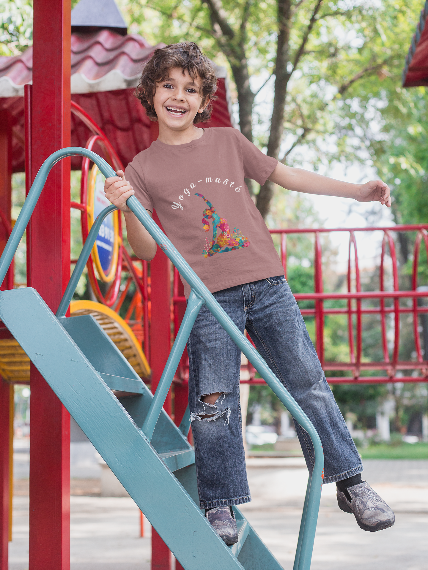 Yoga-masté Vibrant Yoga Tee for Kids I Yoga T-Shirt I Kids Yoga Wear I Colorful Gift for Young Yogis