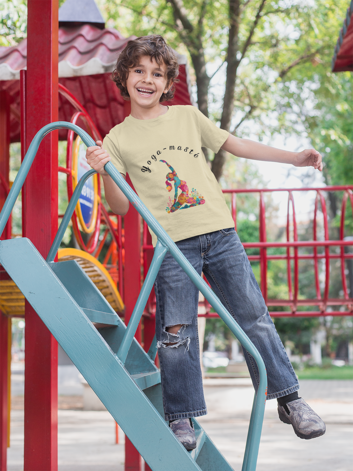 Yoga-masté Vibrant Yoga Tee for Kids I Yoga T-Shirt I Kids Yoga Wear I Colorful Gift for Young Yogis