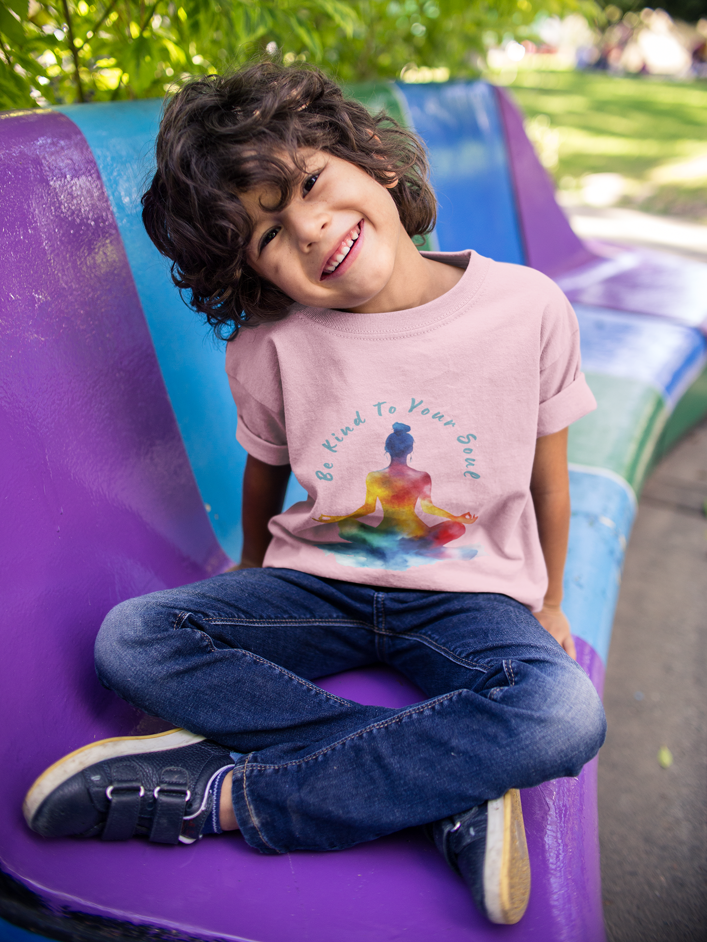 "Be Kind To Your Soul" Youthful Tee - Kids Yoga T-Shirt I Mindfulness & Inspirational Apparel I Gift for Young Yogis